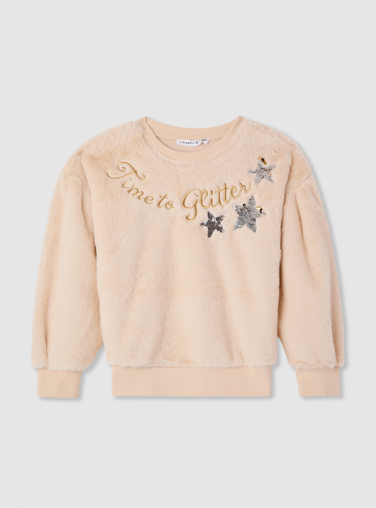 Felpa con paillettes e scritta