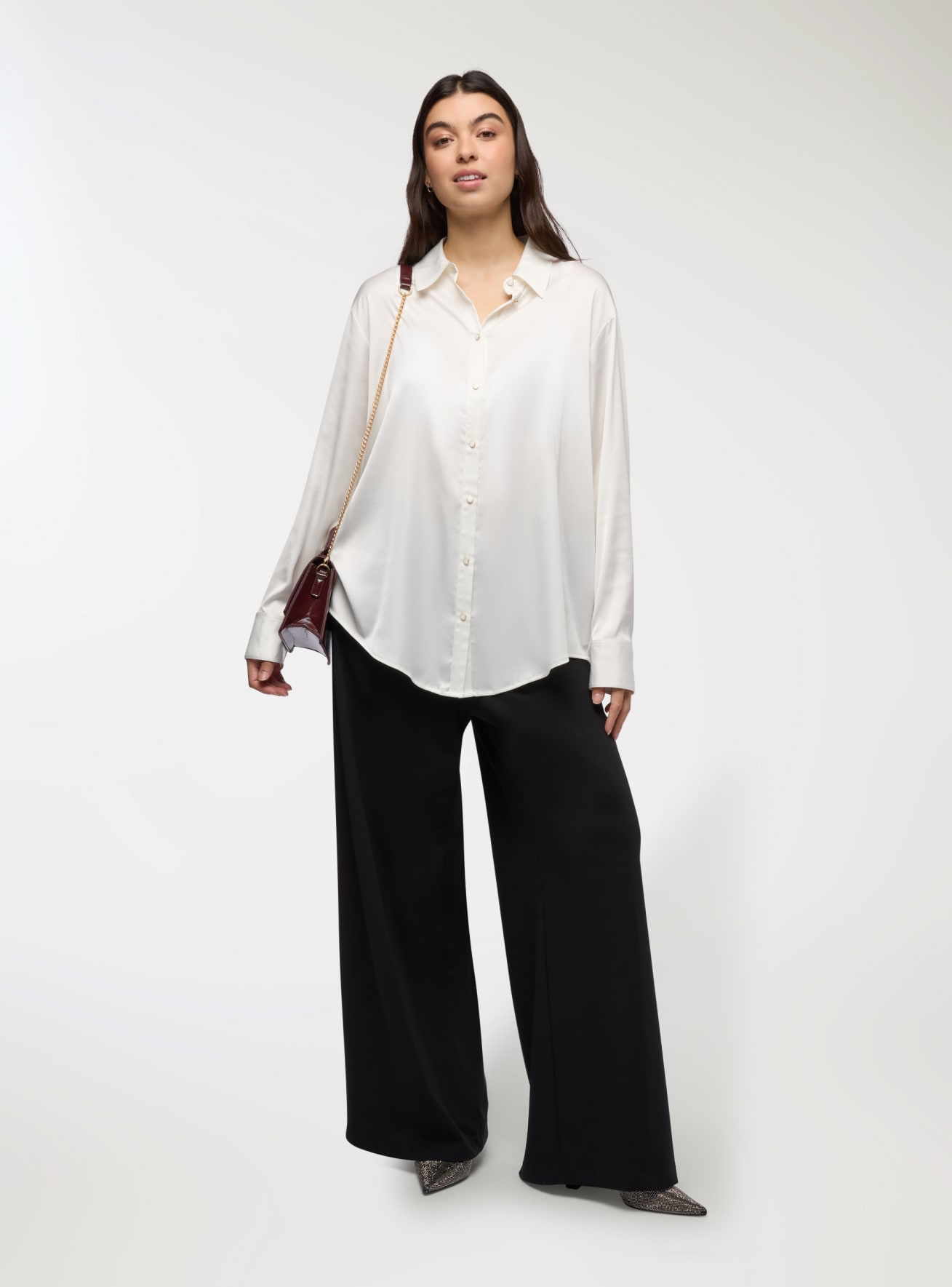 Pantaloni wide leg tinta unita