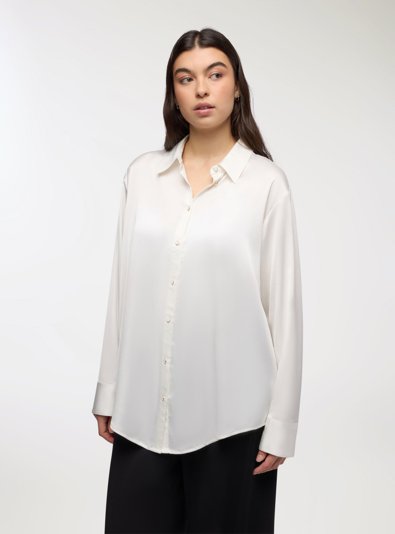 Camicia satin tinta unita