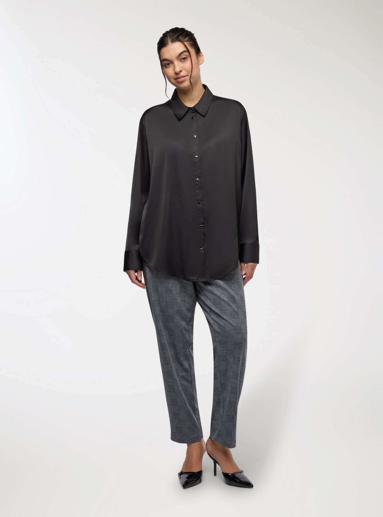 Camicia satin tinta unita