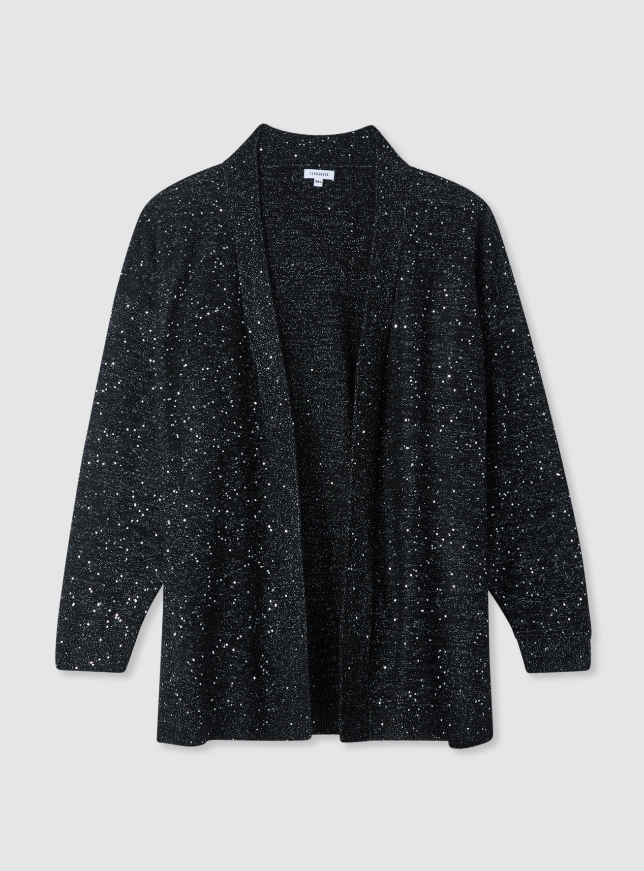 Cardigan aperto con micro paillettes