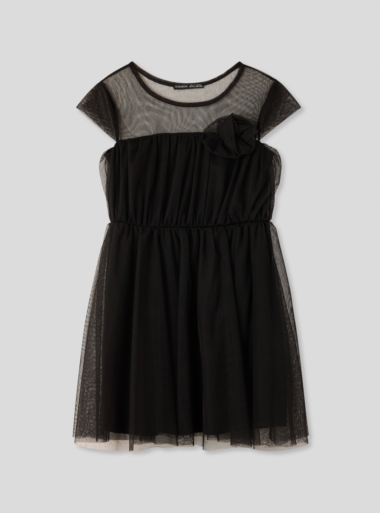 Vestito in tulle con fiore applicato