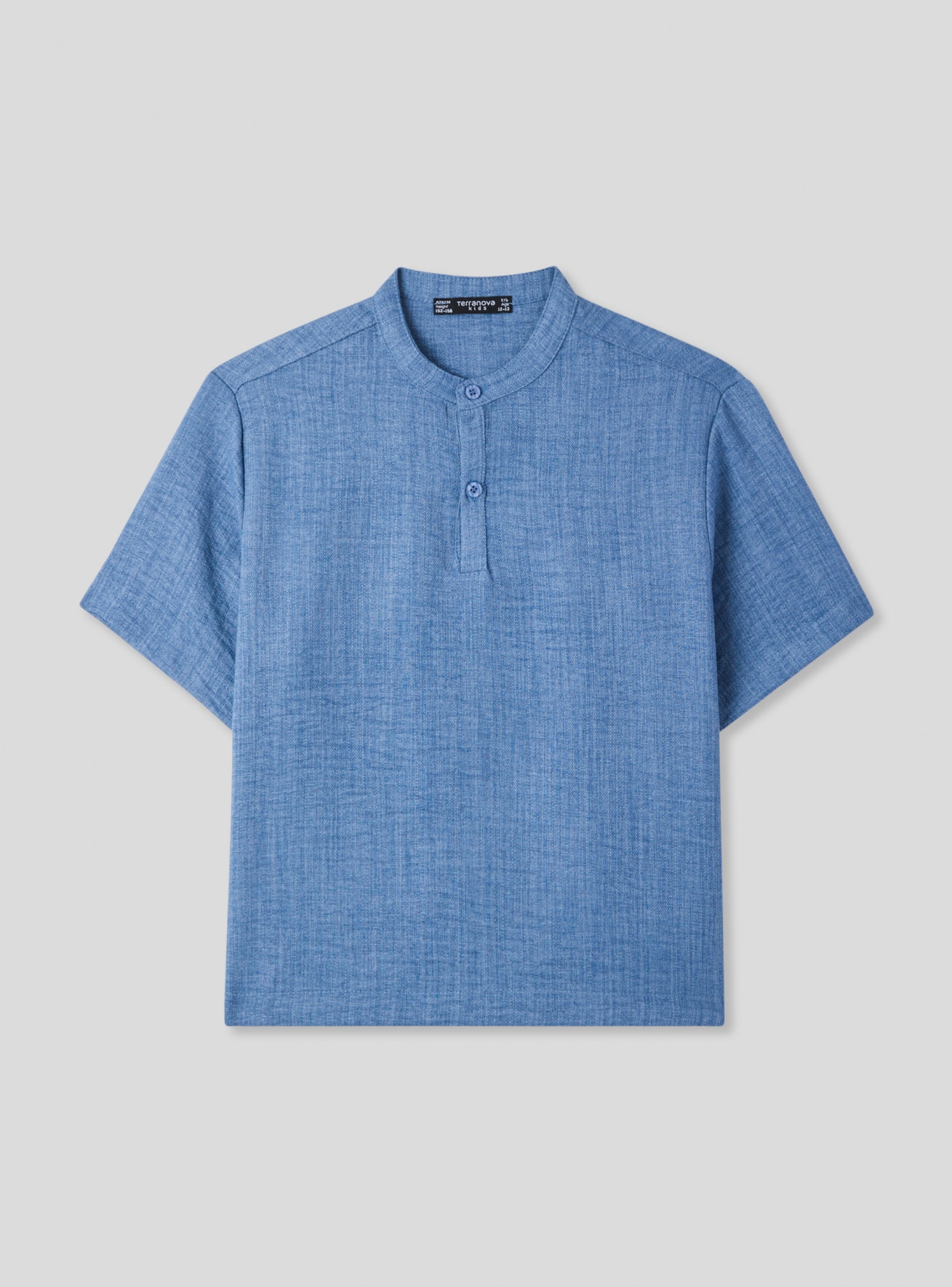Camicia manica corta con collo alla coreana