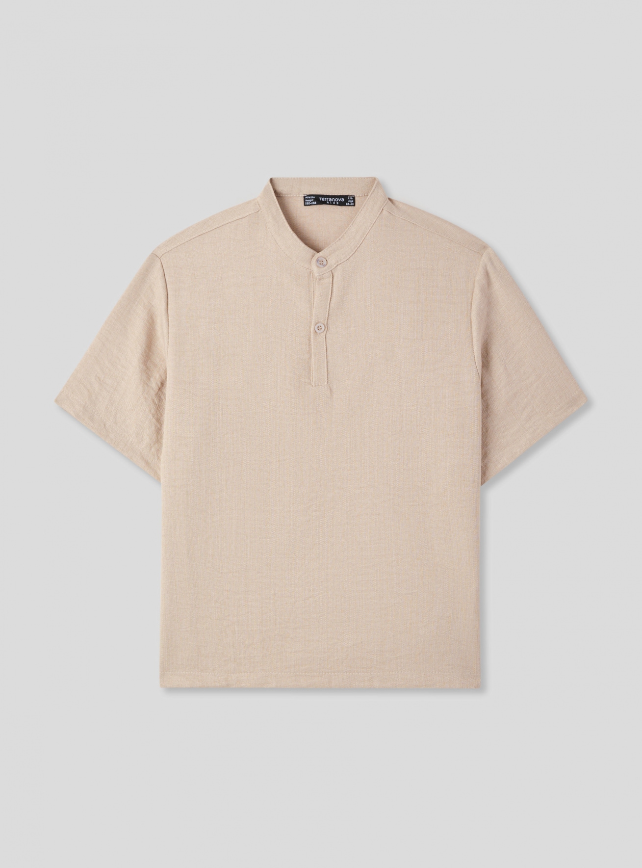 Camicia manica corta con collo alla coreana