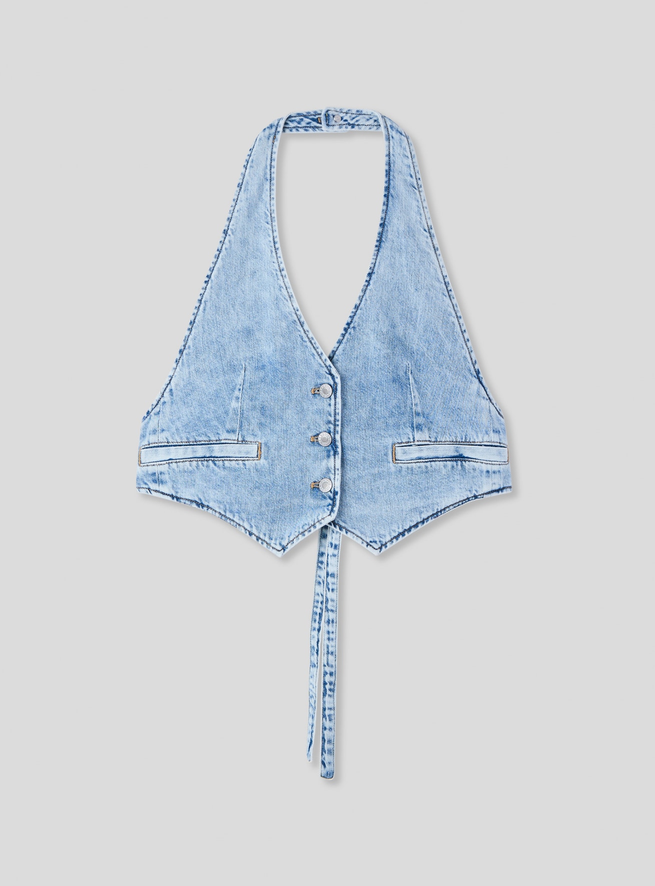Gilet halterneck in denim