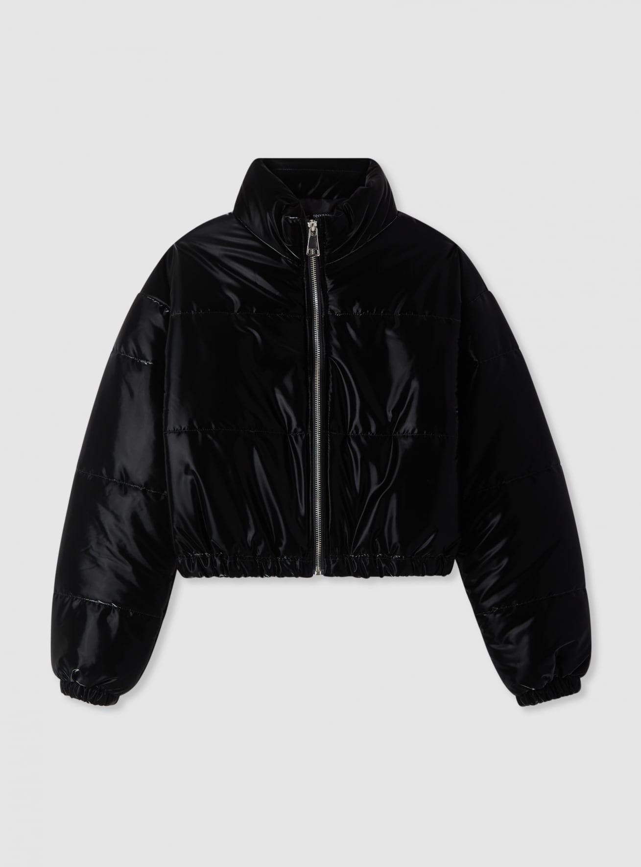 Gepolsterte Crop-Jacke mit glänzendem Effekt