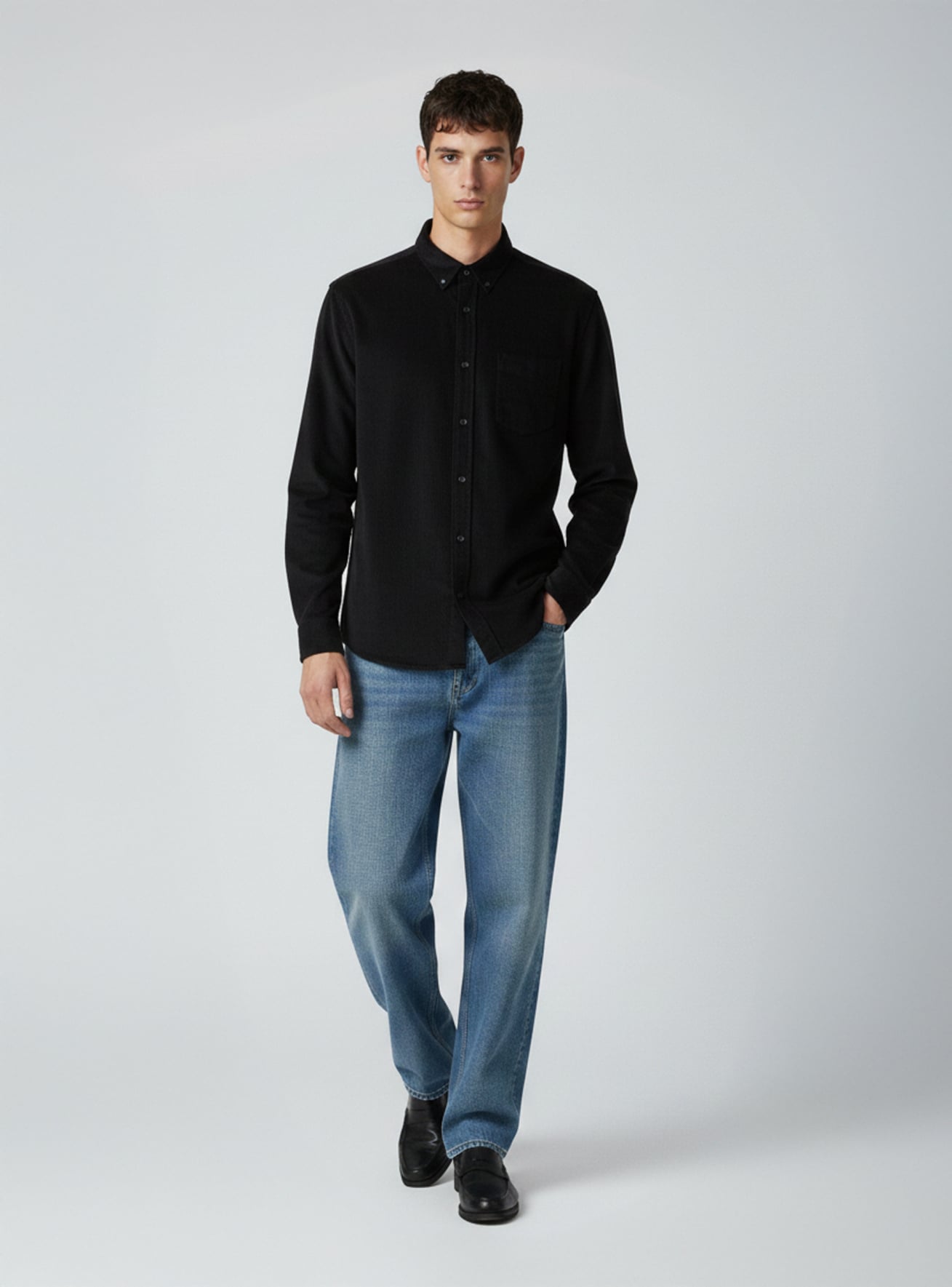 Camicia a maniche lunghe in velluto