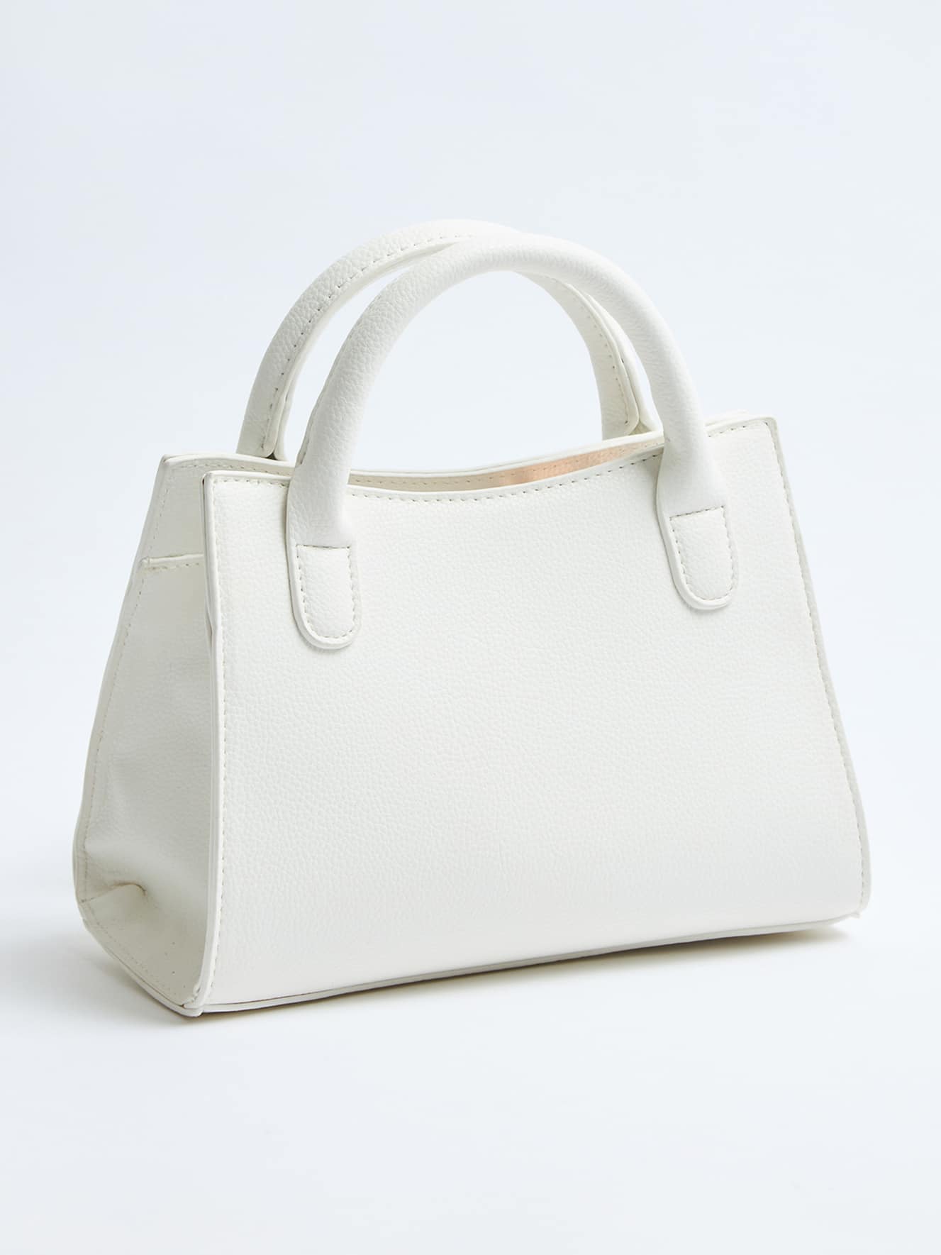 White wool Imitation leather bag with zip - Buy Online