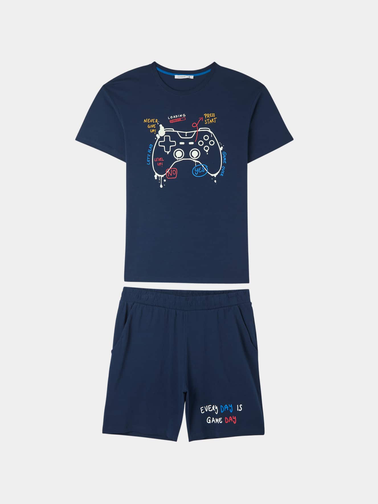 Pigiama set con t-shirt e shorts stampa game