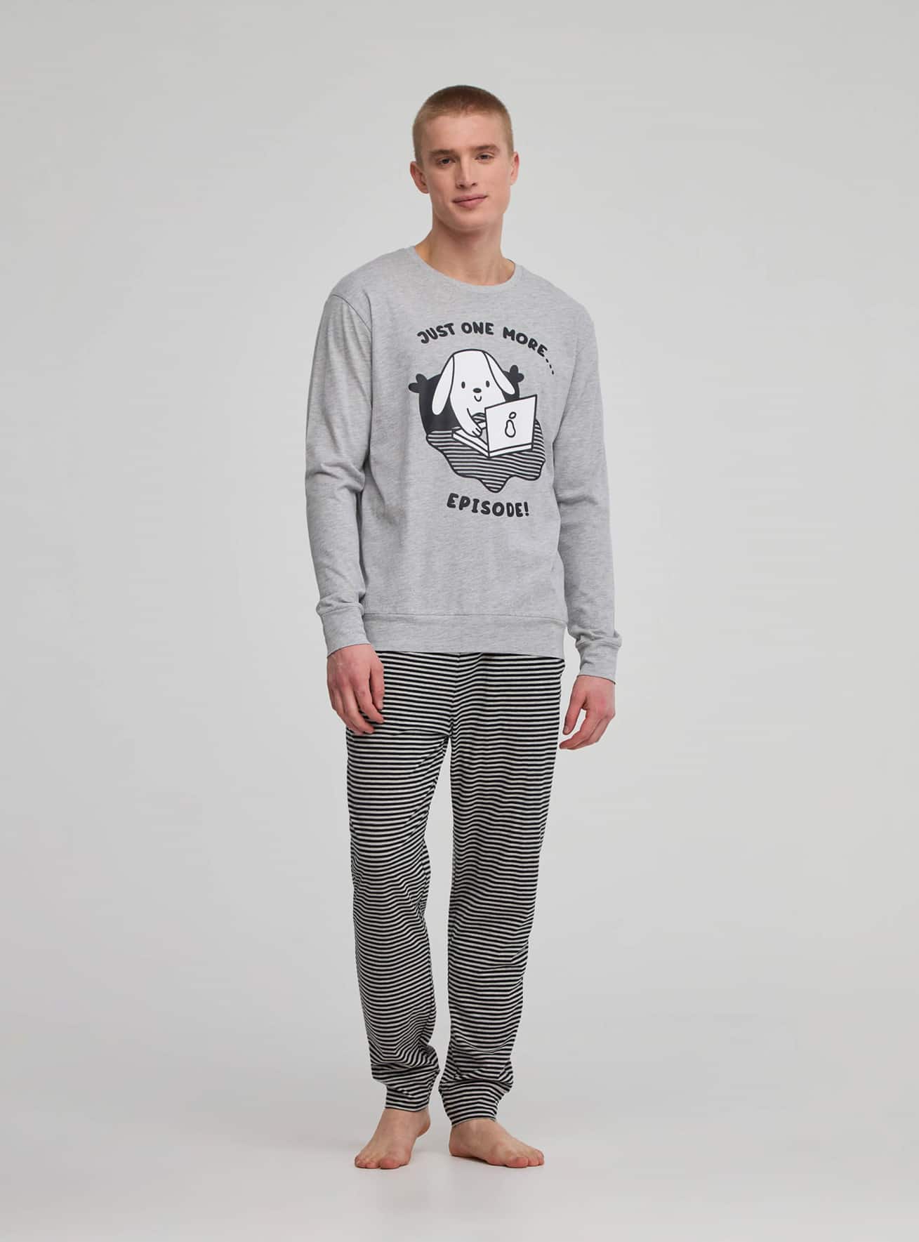Pigiama set con t-shirt stampa animale e pantalone