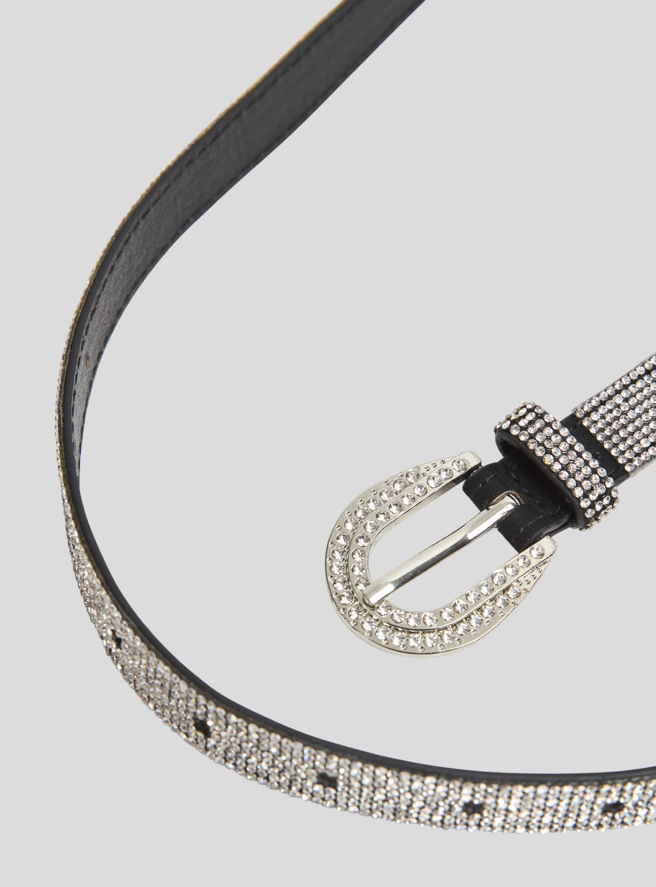 Silver Narrow belt with rhinestones Buy Online Terranova