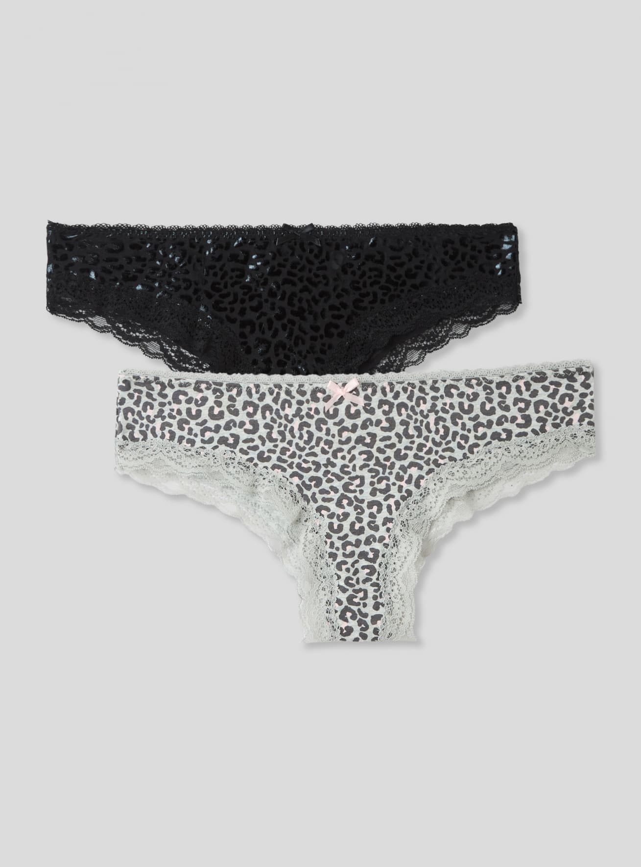 Lot de 2 slips en dentelle imprime leopard Var noir Achetez en ligne Terranova