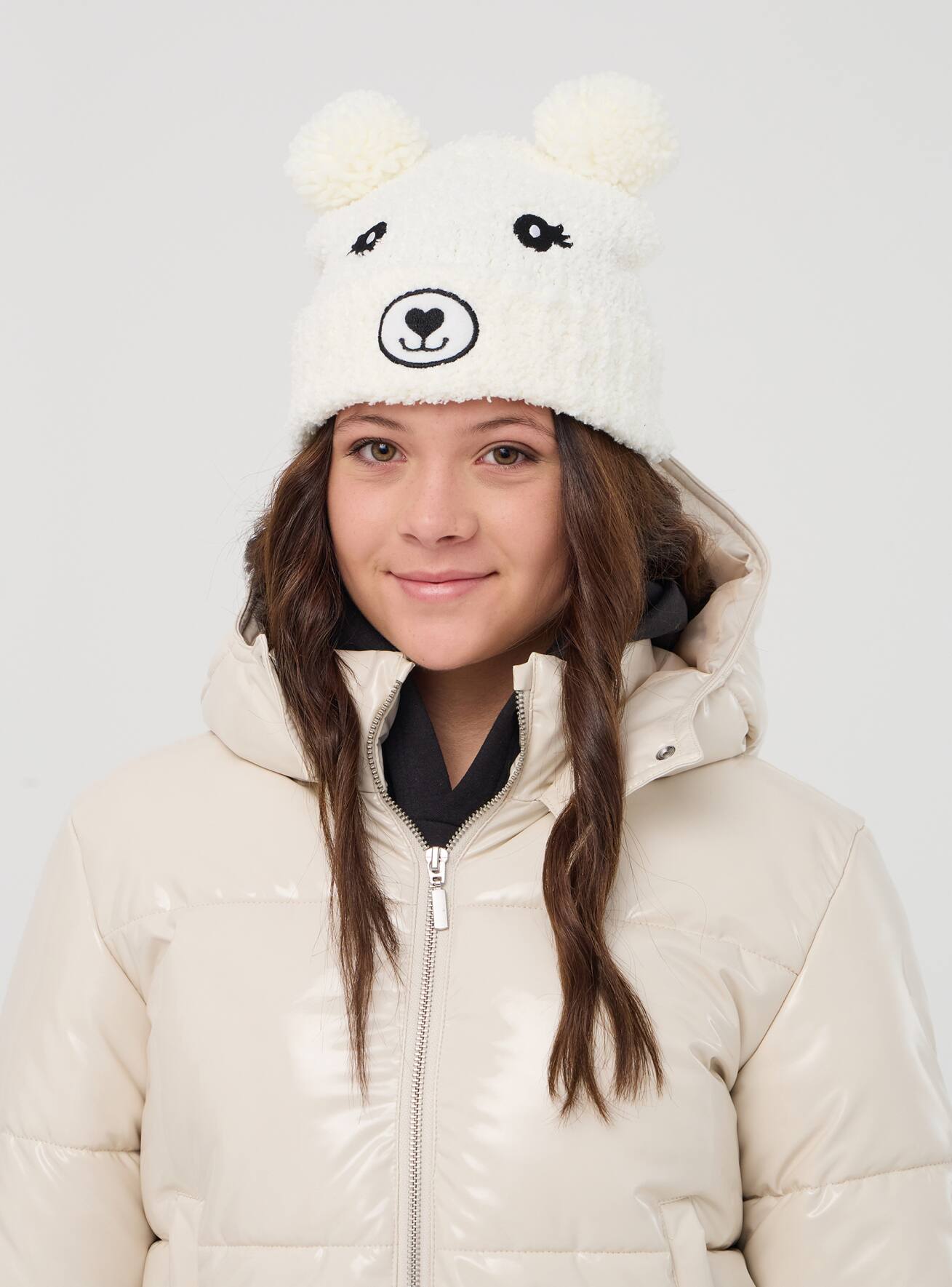 White wool Teddy bear hat with ears Buy Online Terranova