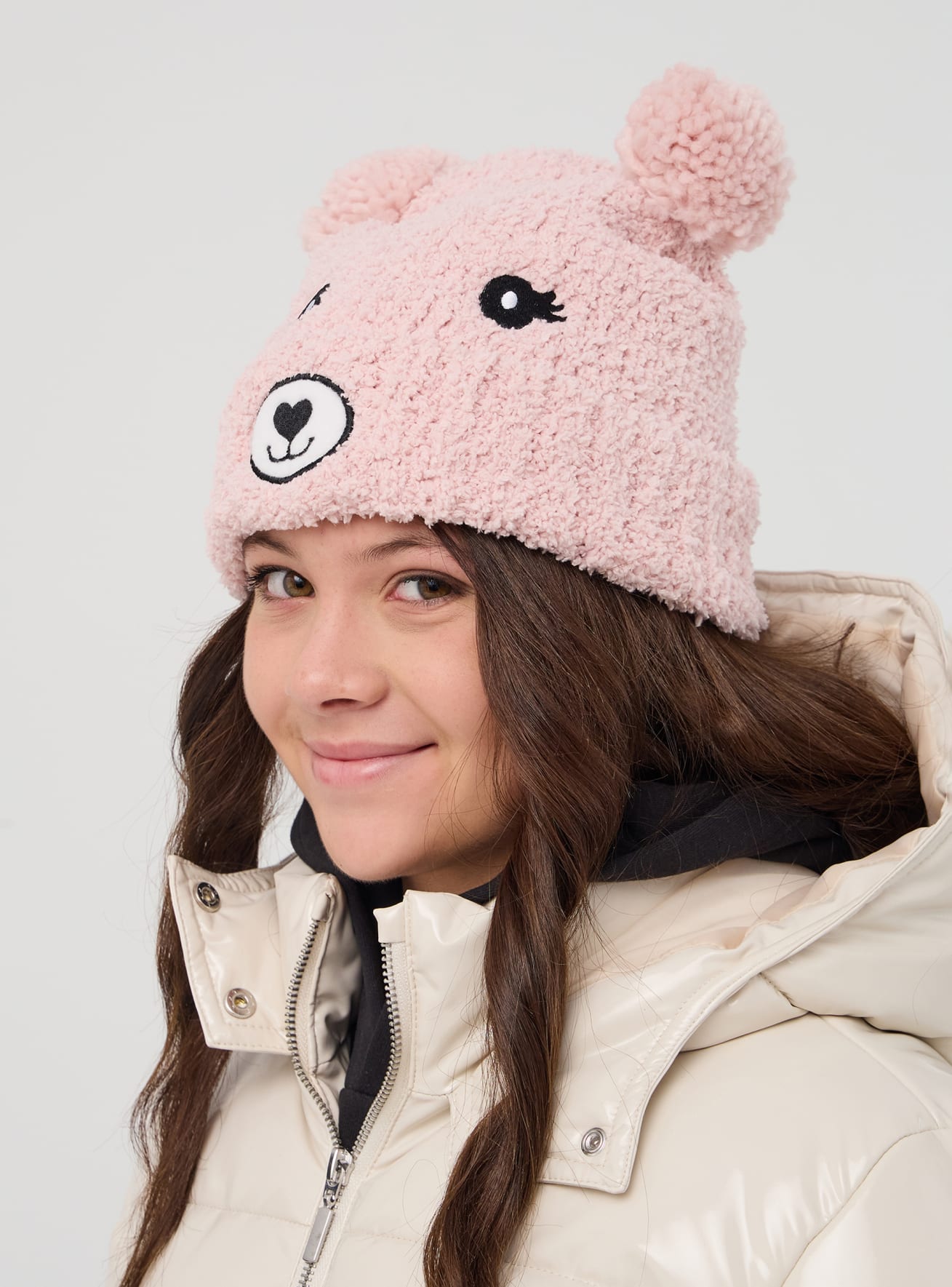 Pink powder Teddy bear hat with ears Buy Online Terranova
