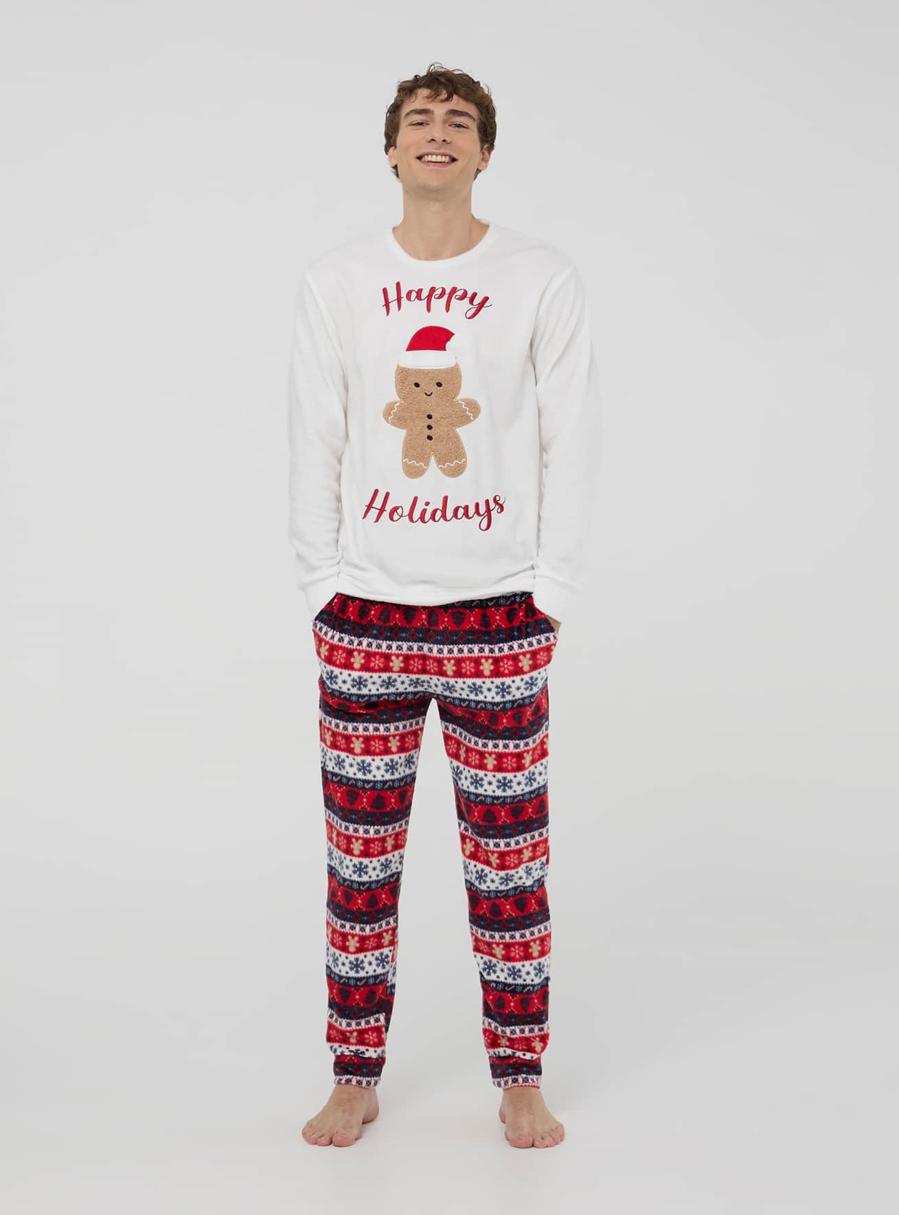 White wool Christmas pyjama set in heavy fabric Buy Online Terranova