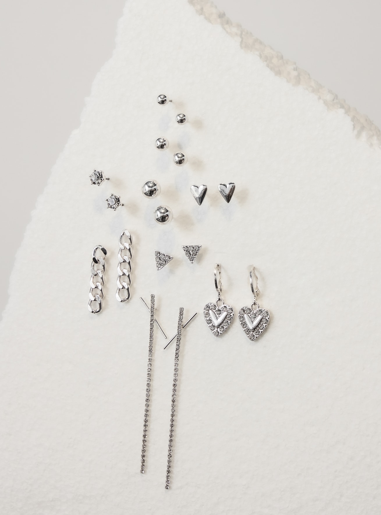 Silver 9 pack of basic and drop earrings Buy Online Terranova