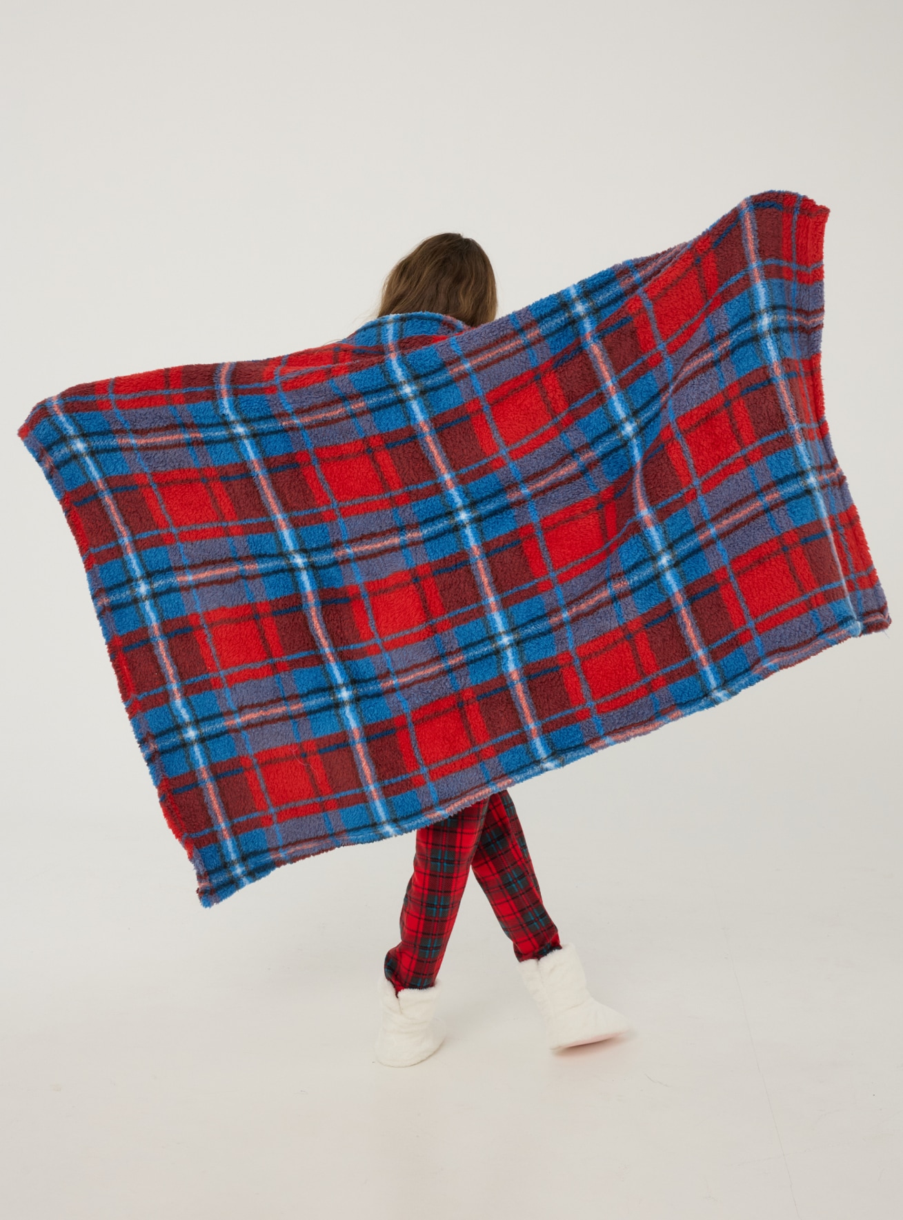 Coperta plaid in sherpa a quadri