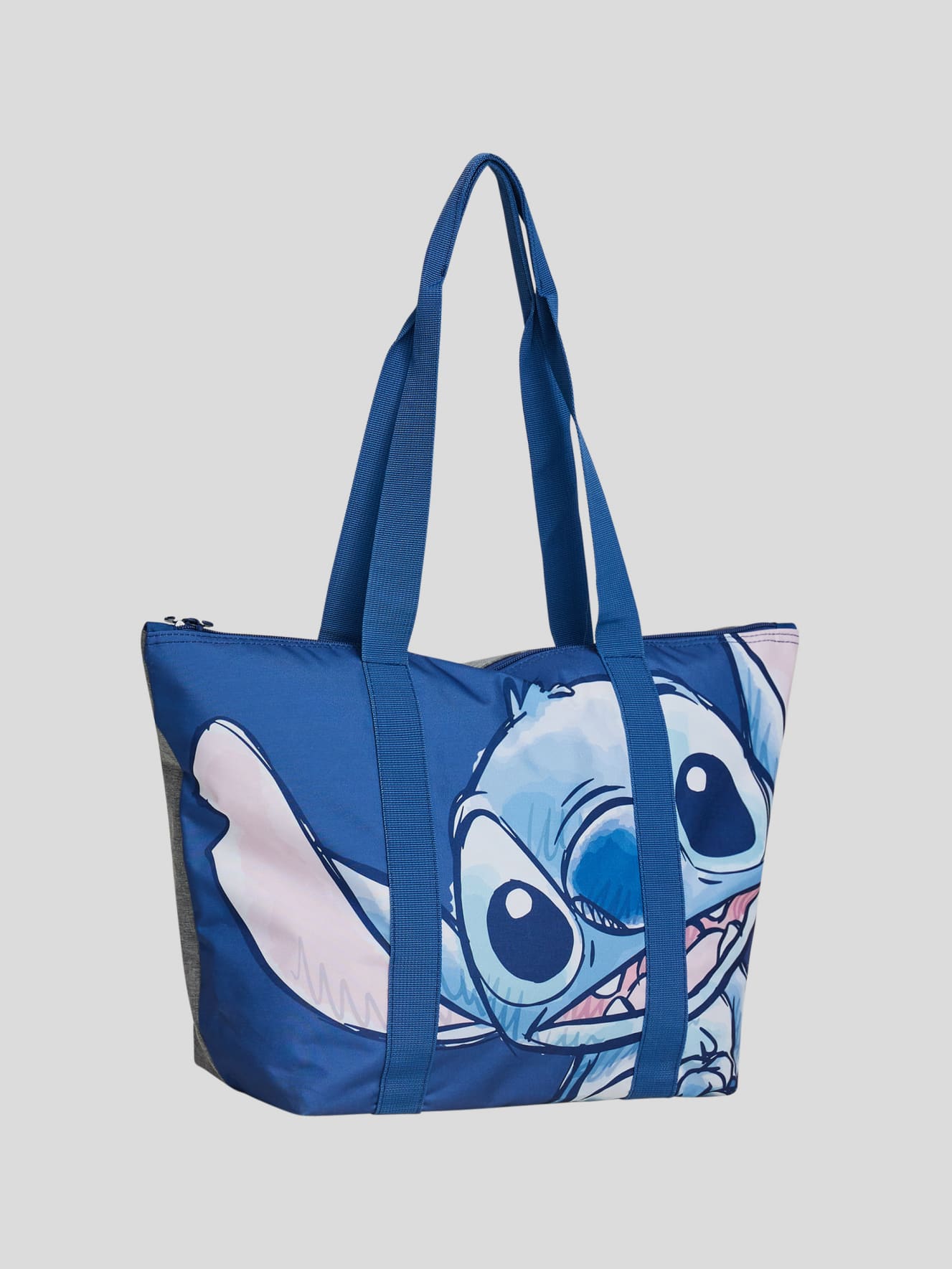 Sky blue Large shopper bag with Stitch print Buy Online Terranova