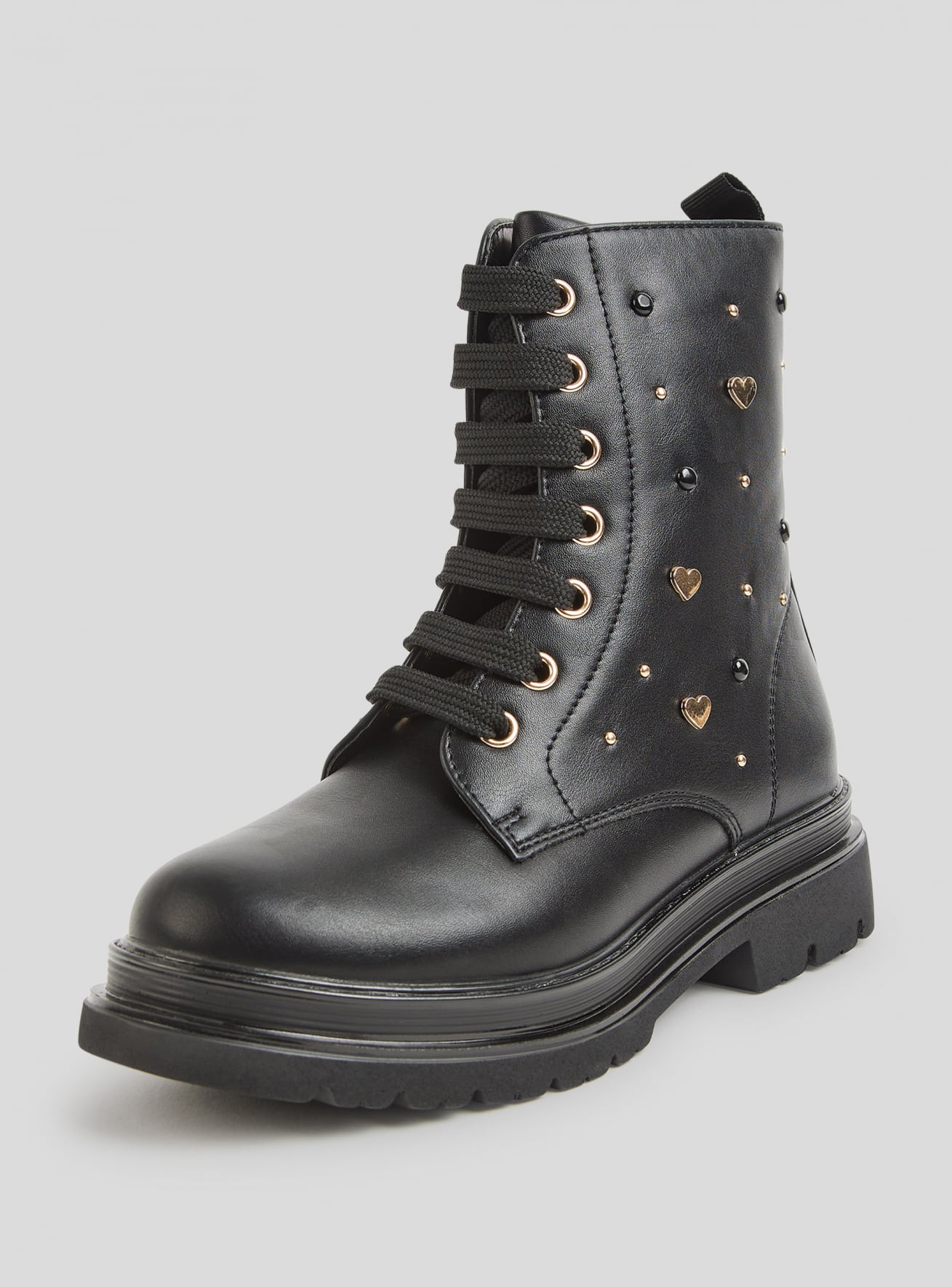 Black Combat boots with hearts Buy Online Terranova