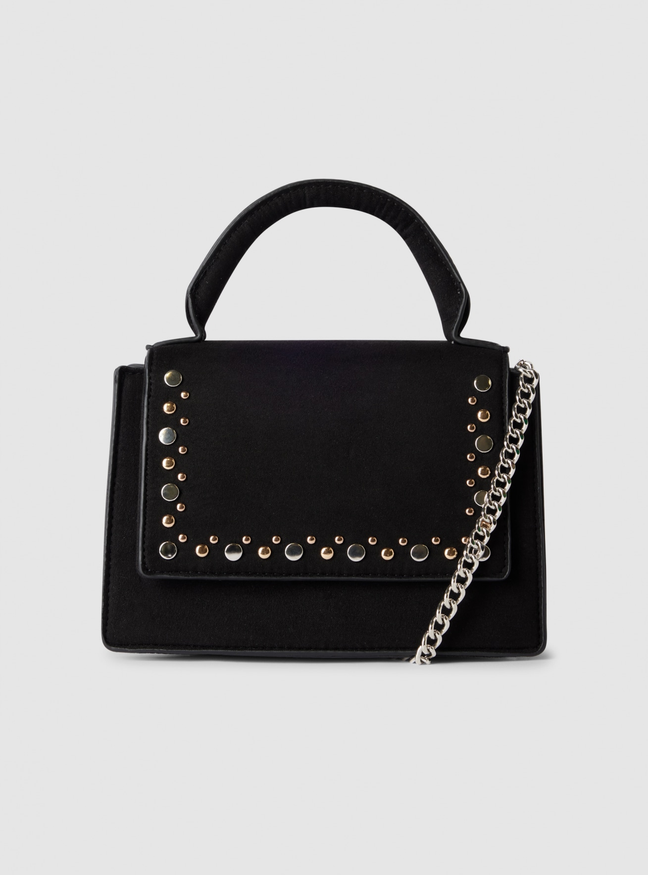 Borsa tracolla in similpelle con borchie