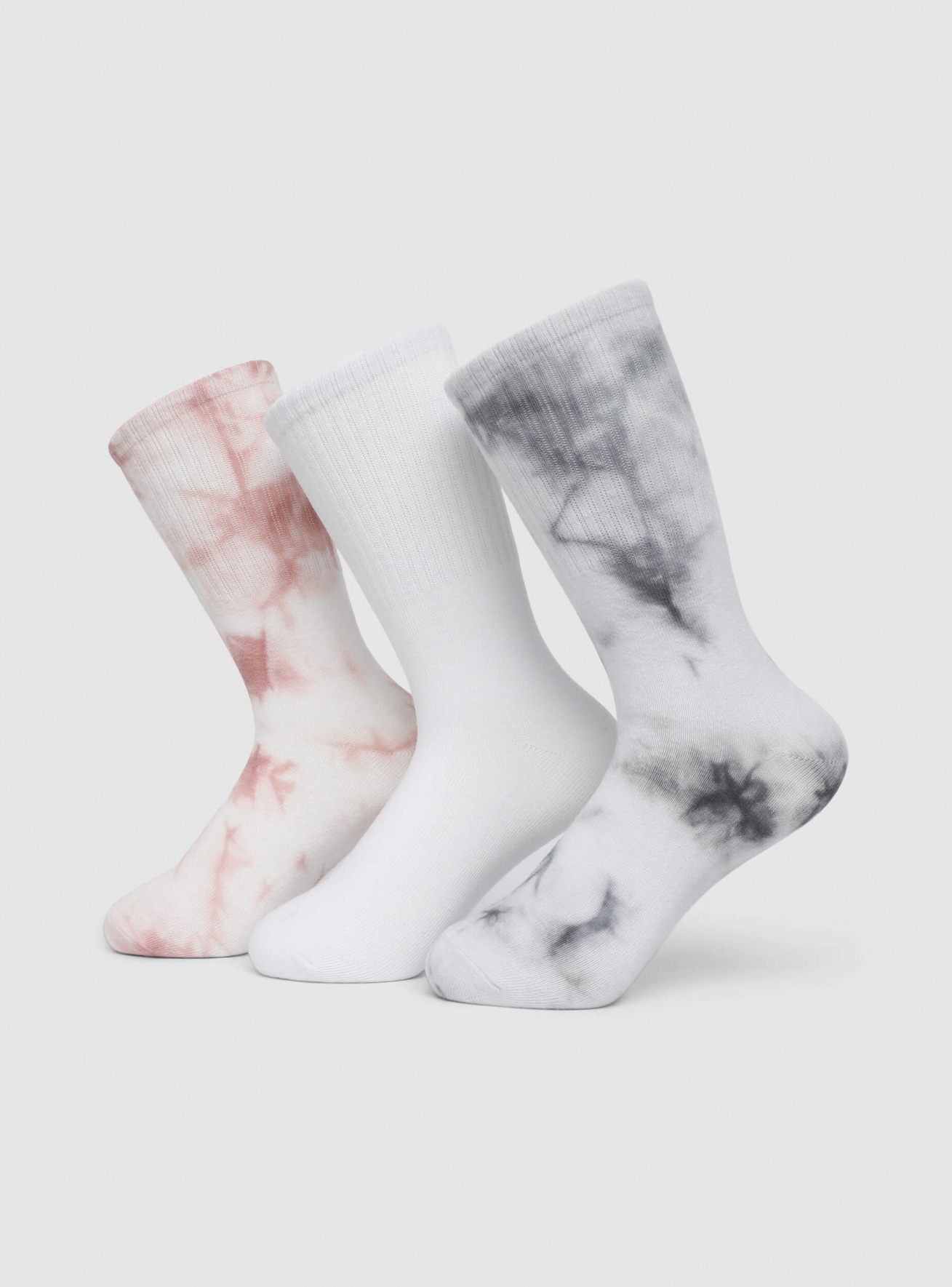 Pack 3 paia calze fantasia tie-dye e tinta unita