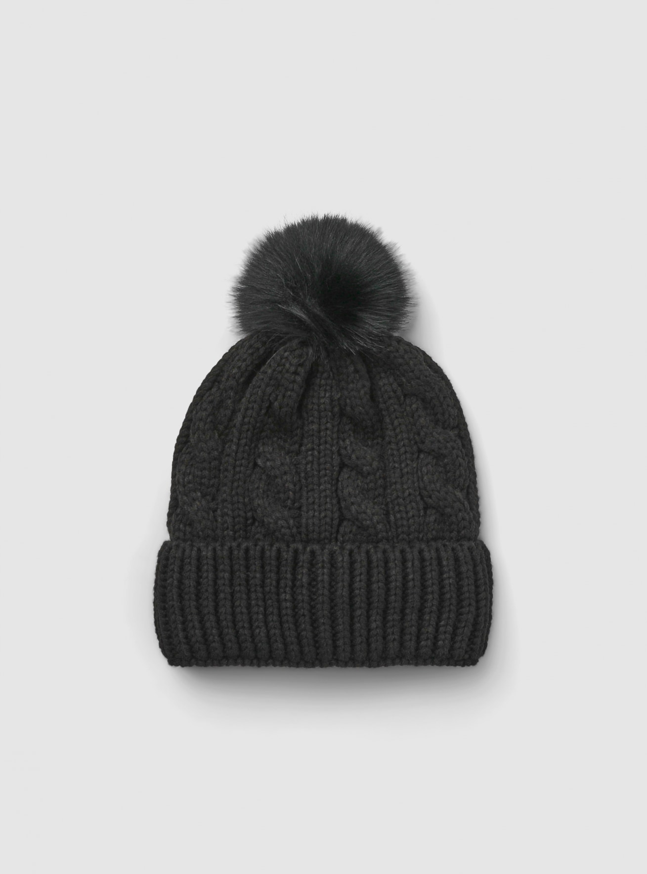 Berretto a treccia con pompon