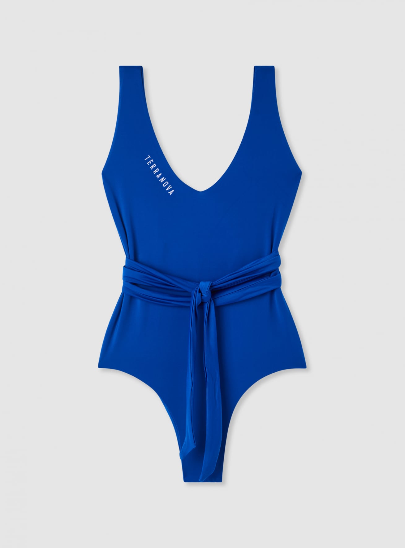 Costume intero con cintura annodata e ricamo logo TRN