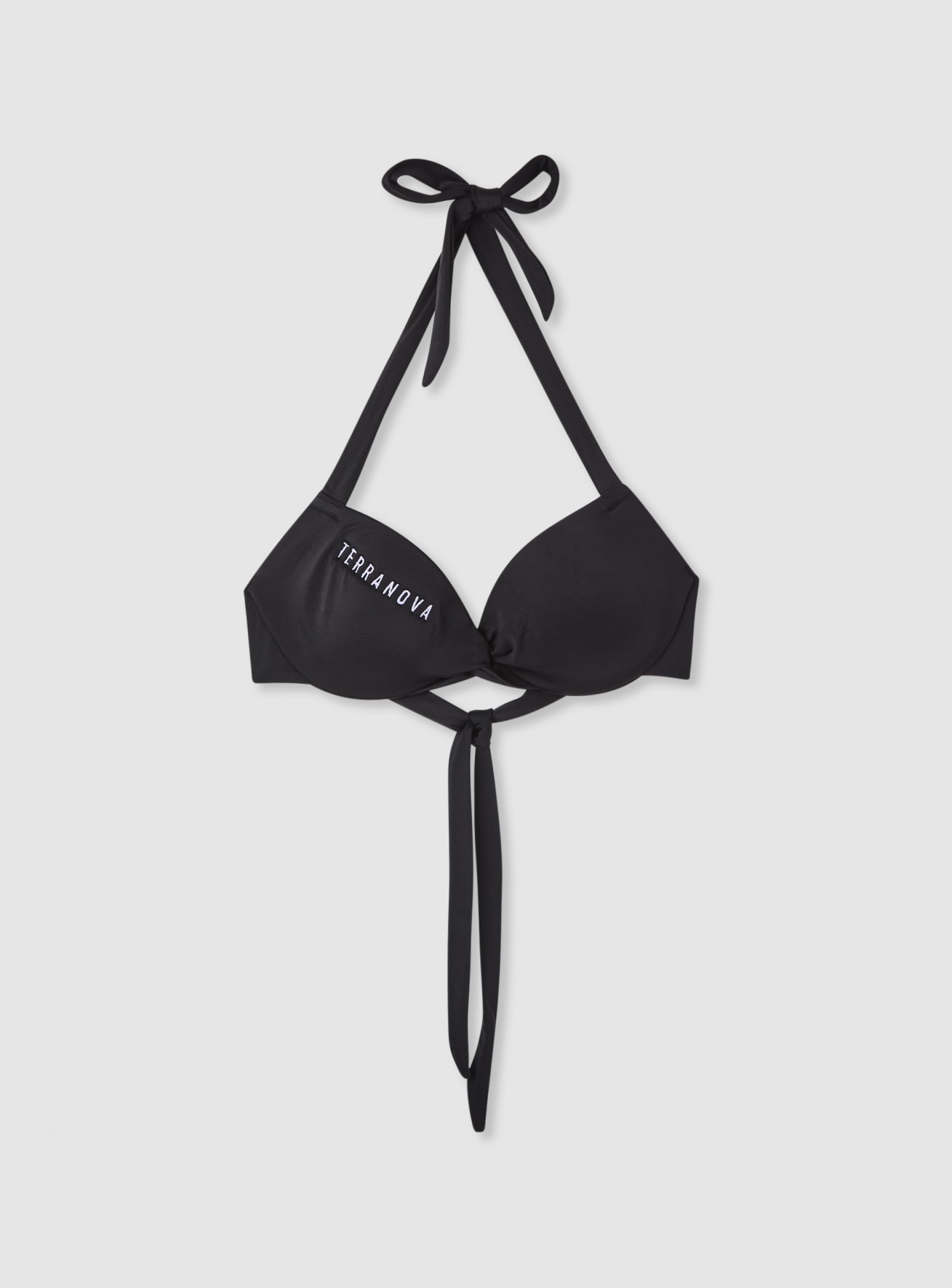 Reggiseno bikini push-up con incrocio e ricamo logo TRN