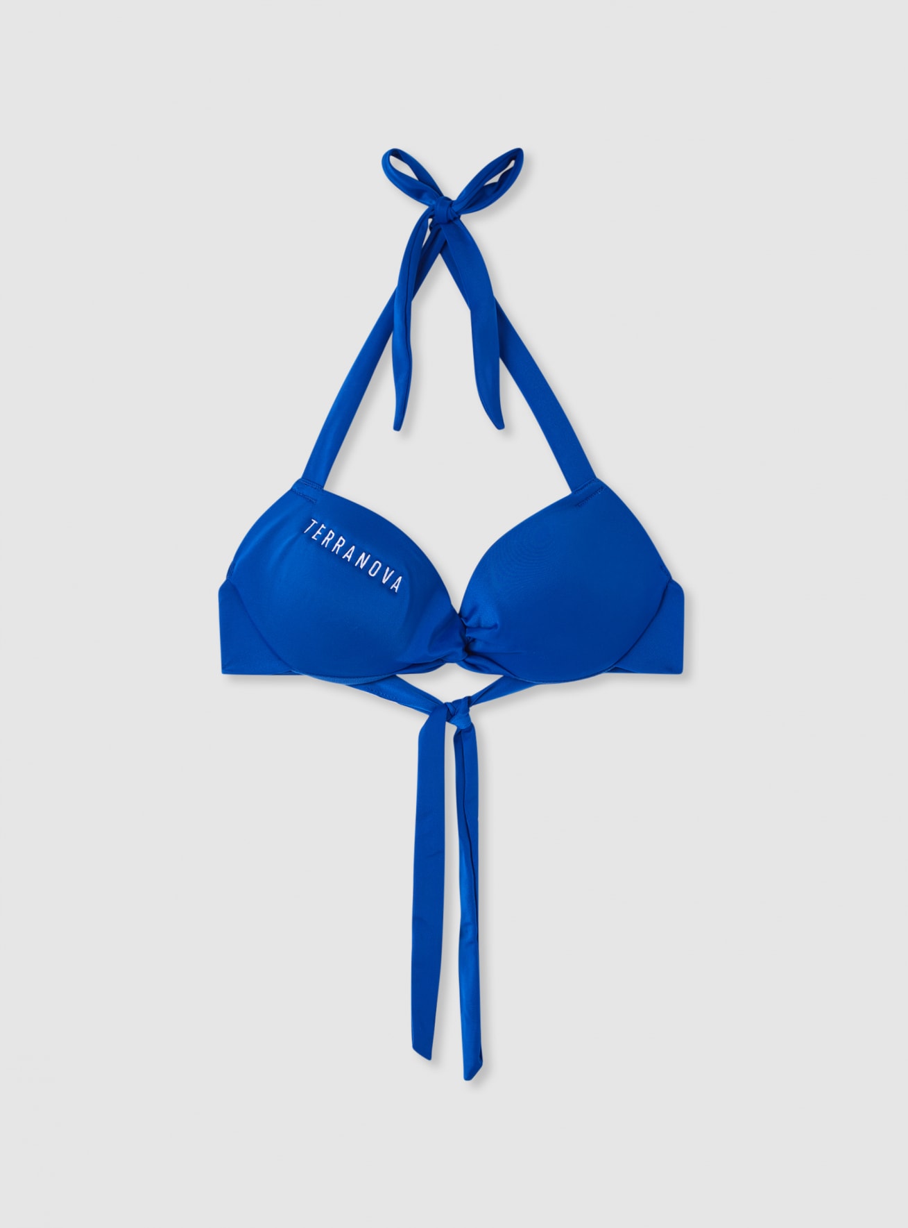 Reggiseno bikini push-up con incrocio e ricamo logo TRN