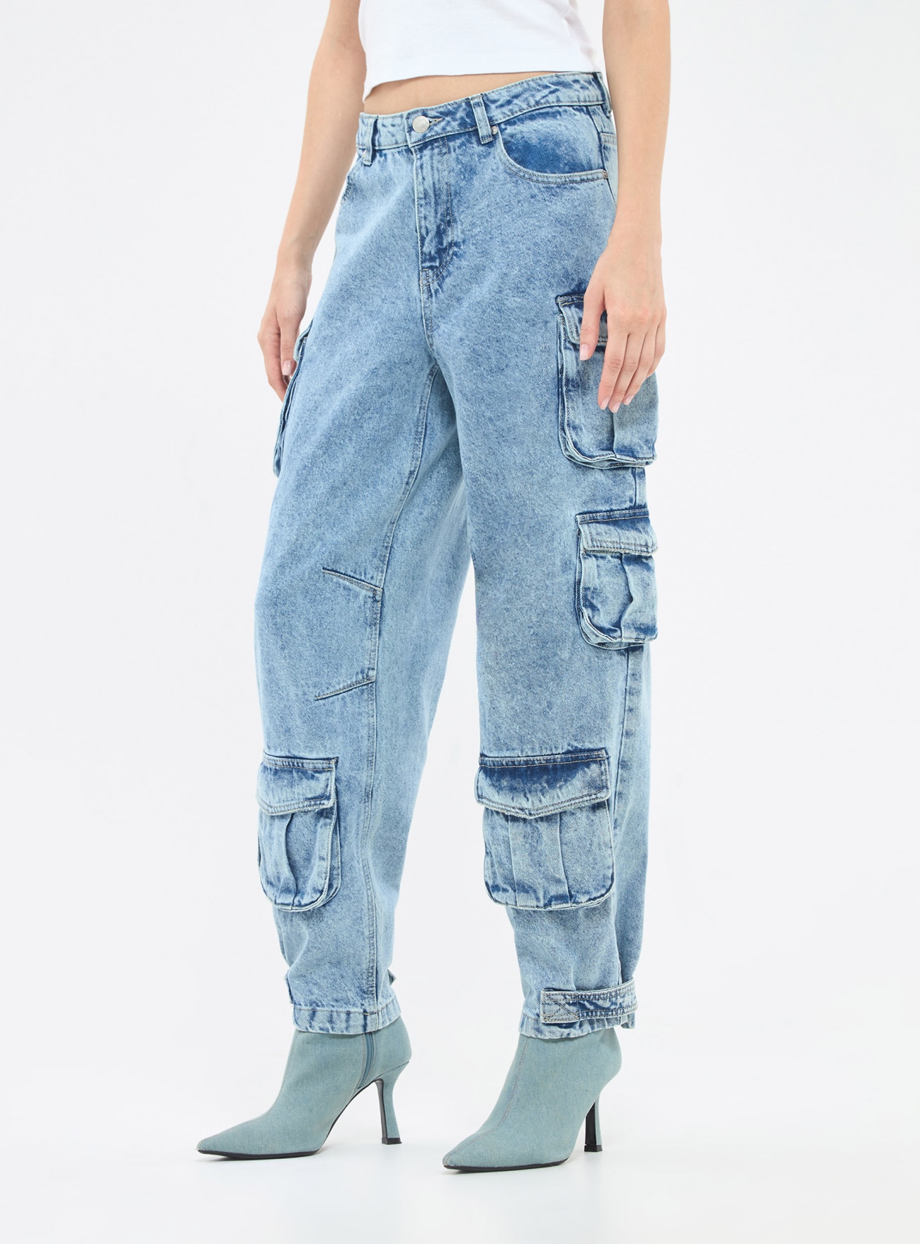 YWDJ Cargo Pants Women Baggy Y2k With Pockets Denim Casual Summer Long Pant  Mid-waist Overalls Pants In Spring And A Popular Choice for Everyday Wear  Going to Work Attending a Casual Event