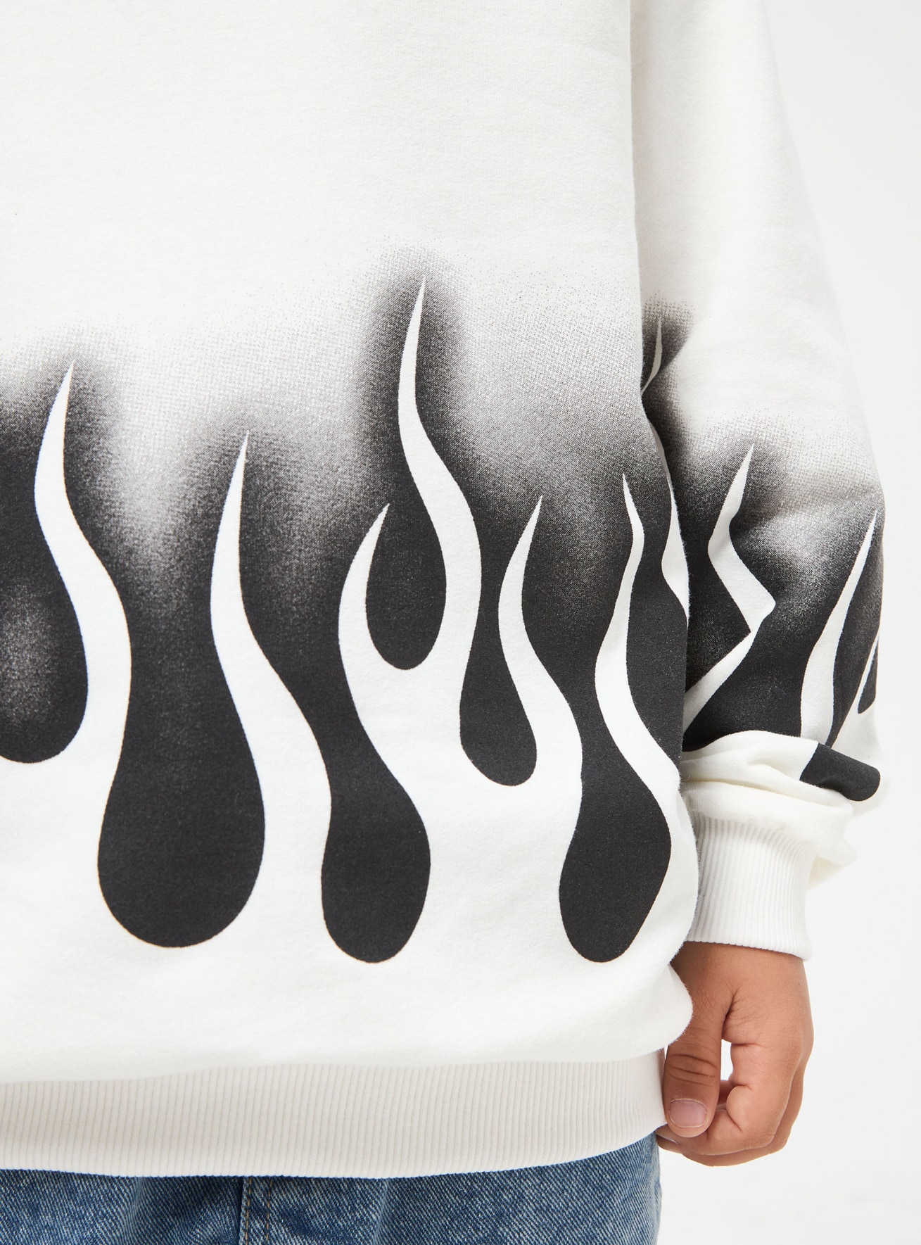 White Freedom sweatshirt with flame print - Buy Online | Terranova