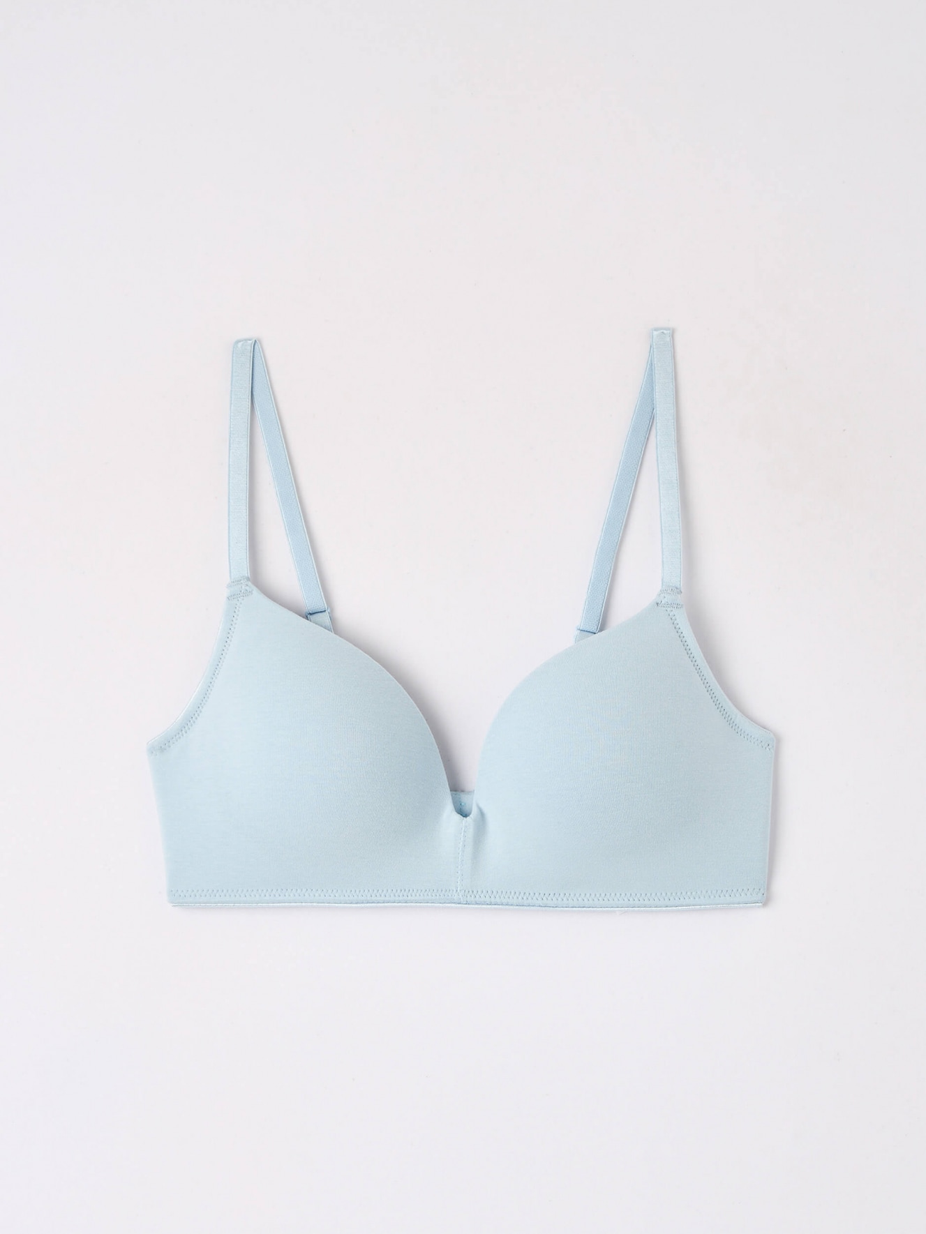 Sky-blue Cotton non-underwired triangle bra - Buy Online