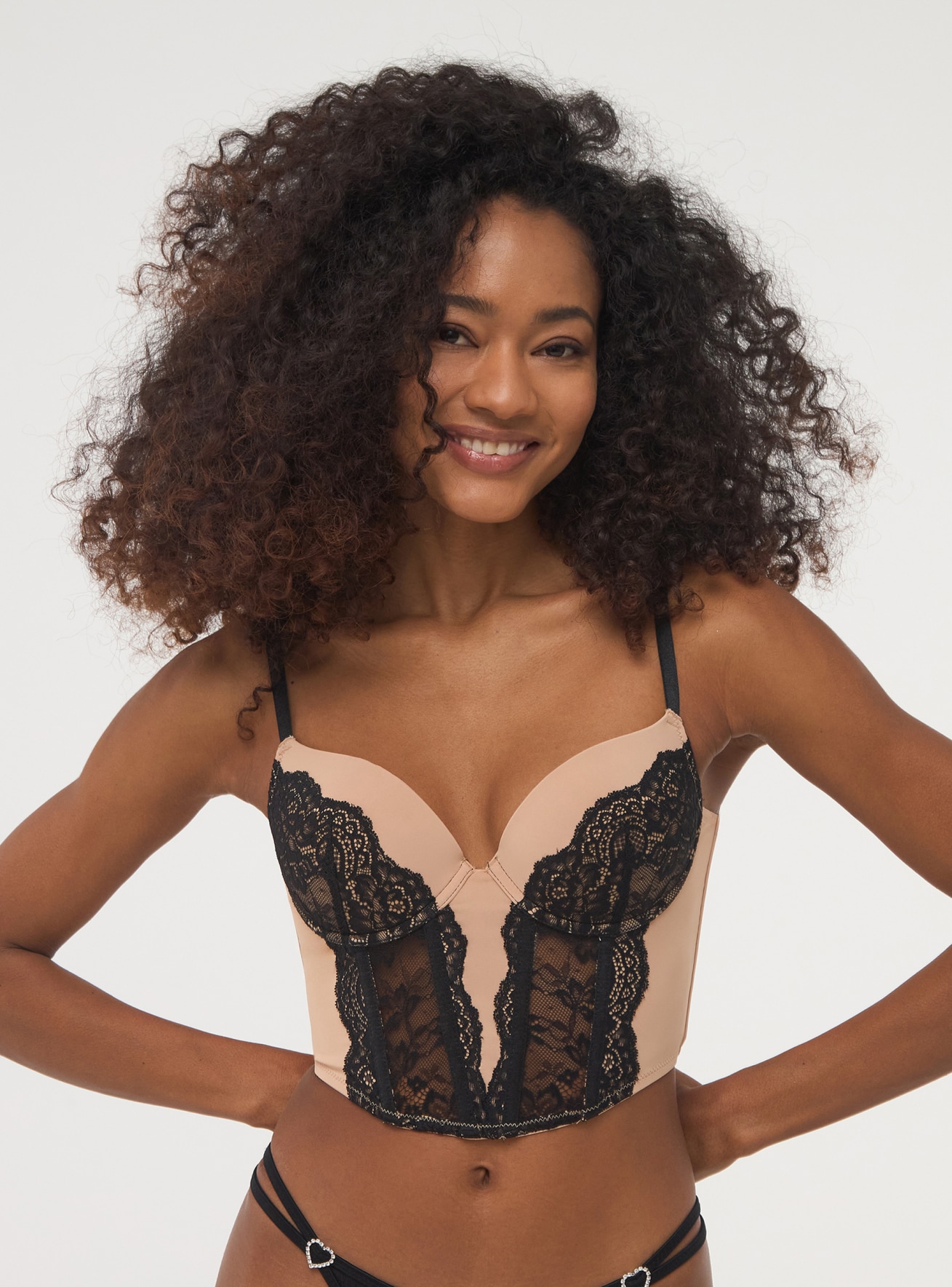 Nude Bustier with lace balcony bra - Buy Online