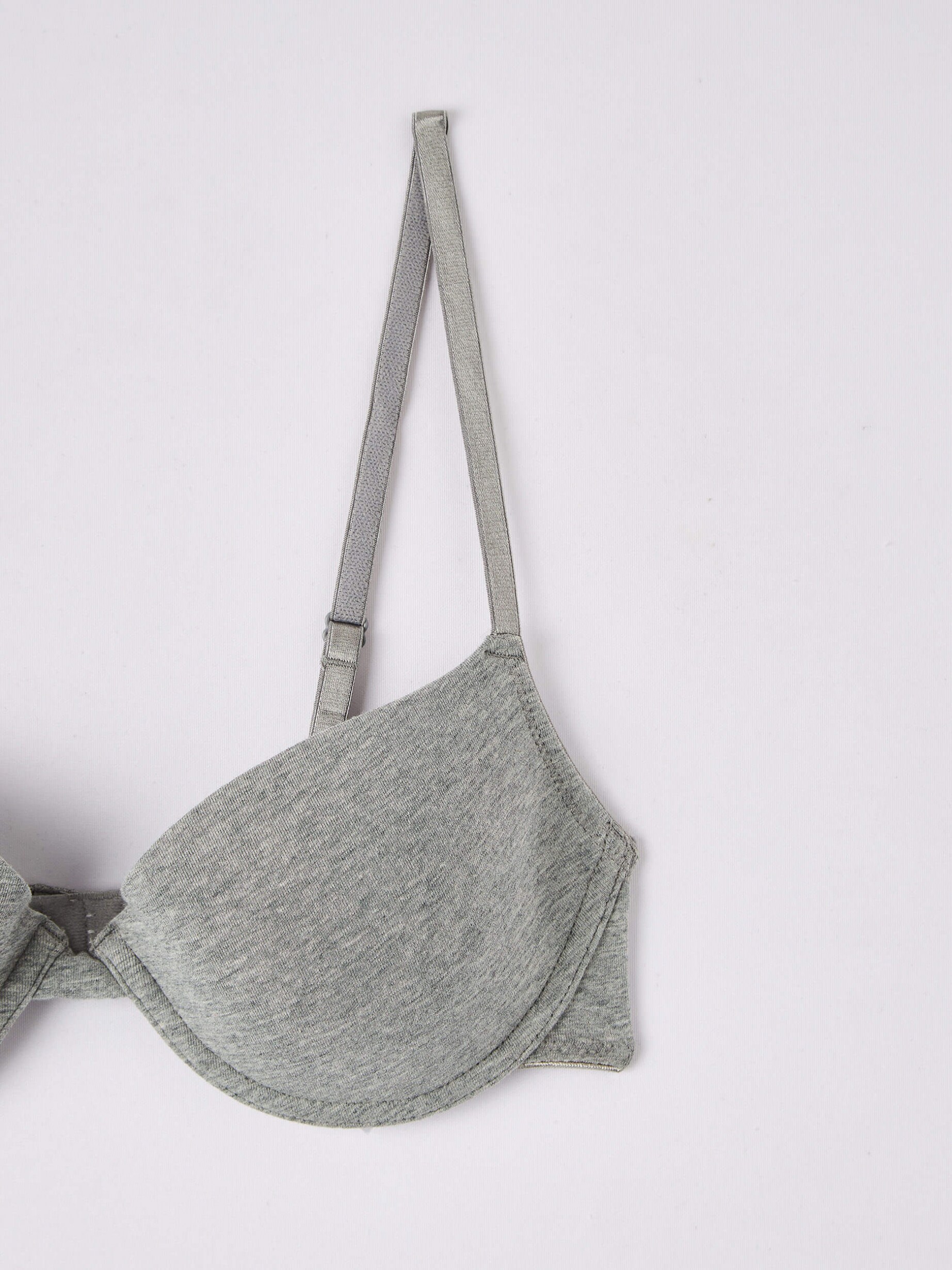 Middle grey melange Moulded cotton push-up bra - Buy Online