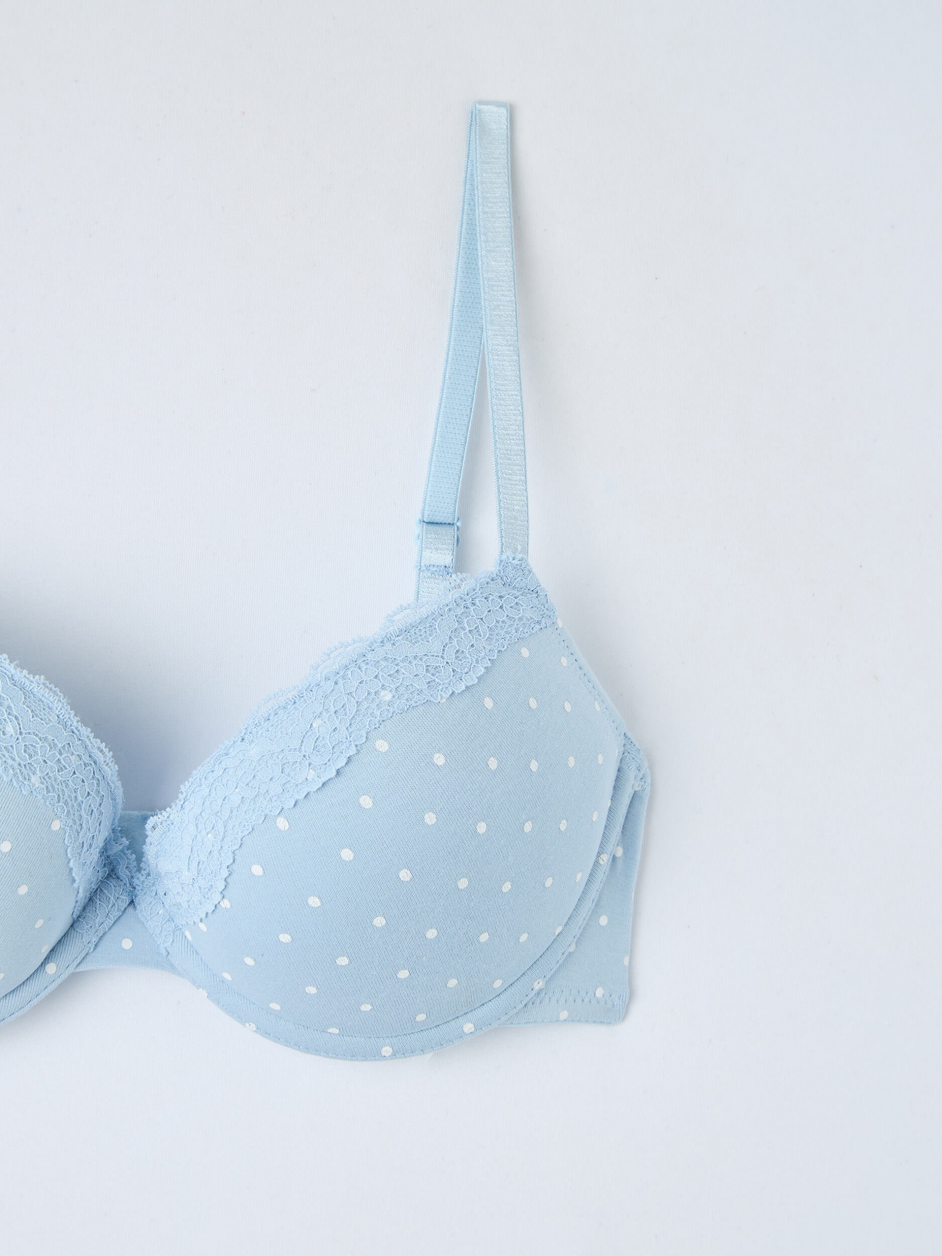 Var sky-blue Push-up bra with polka dot pattern - Buy Online