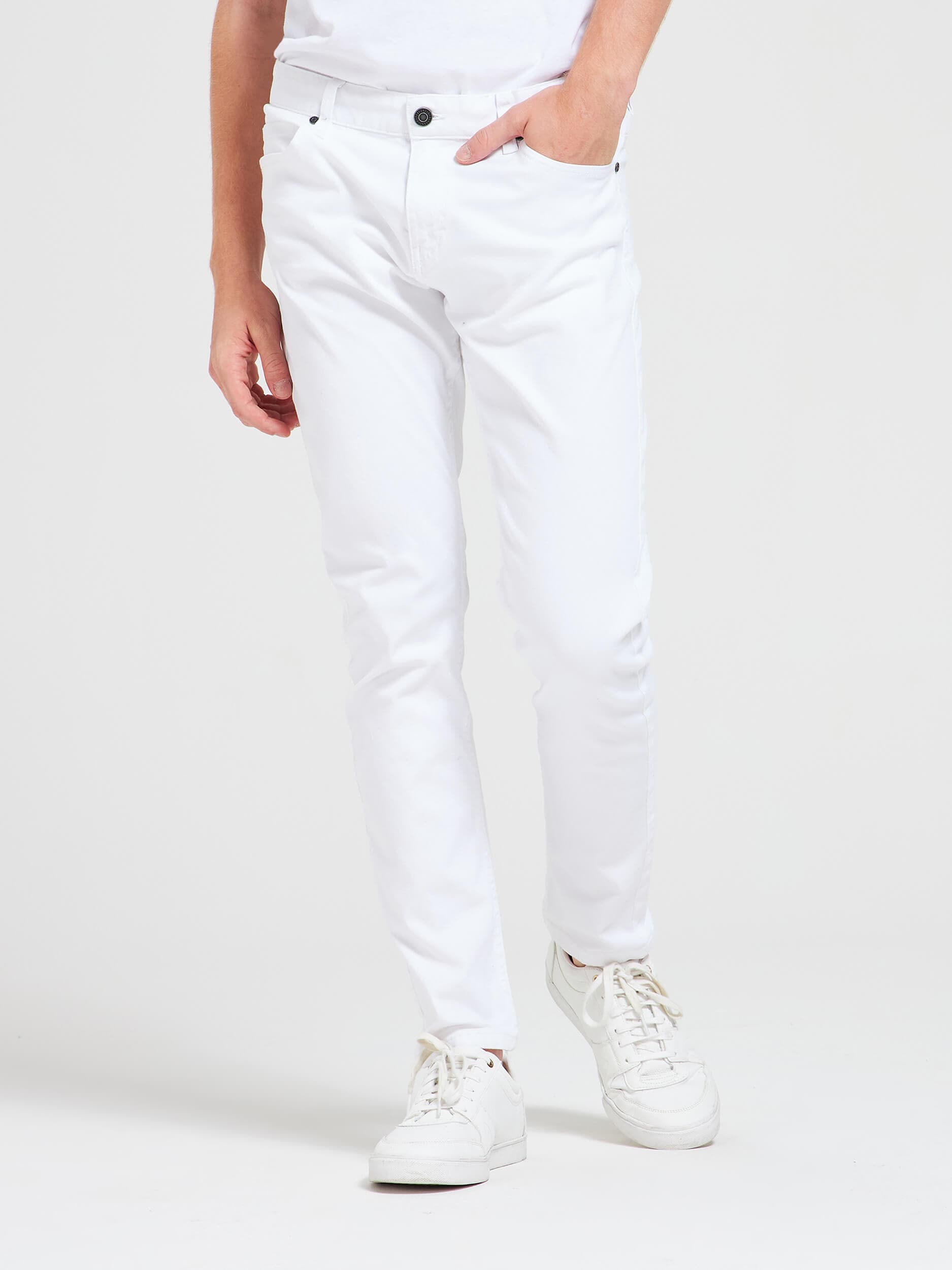 white slim trousers