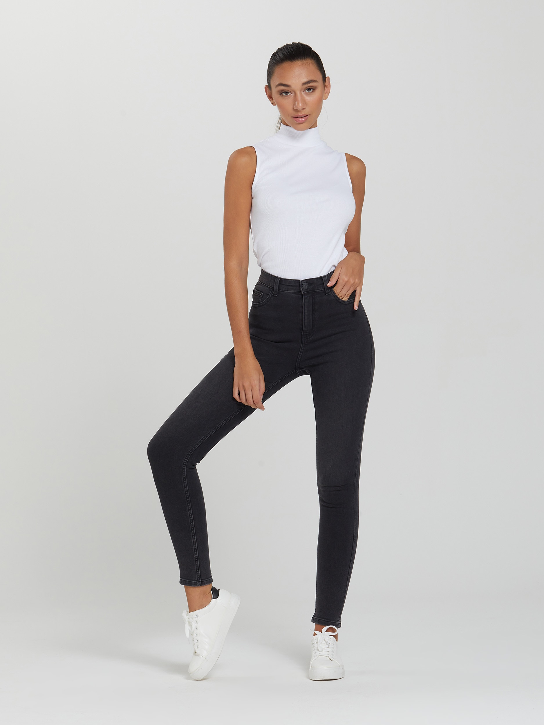 high waisted black pants skinny