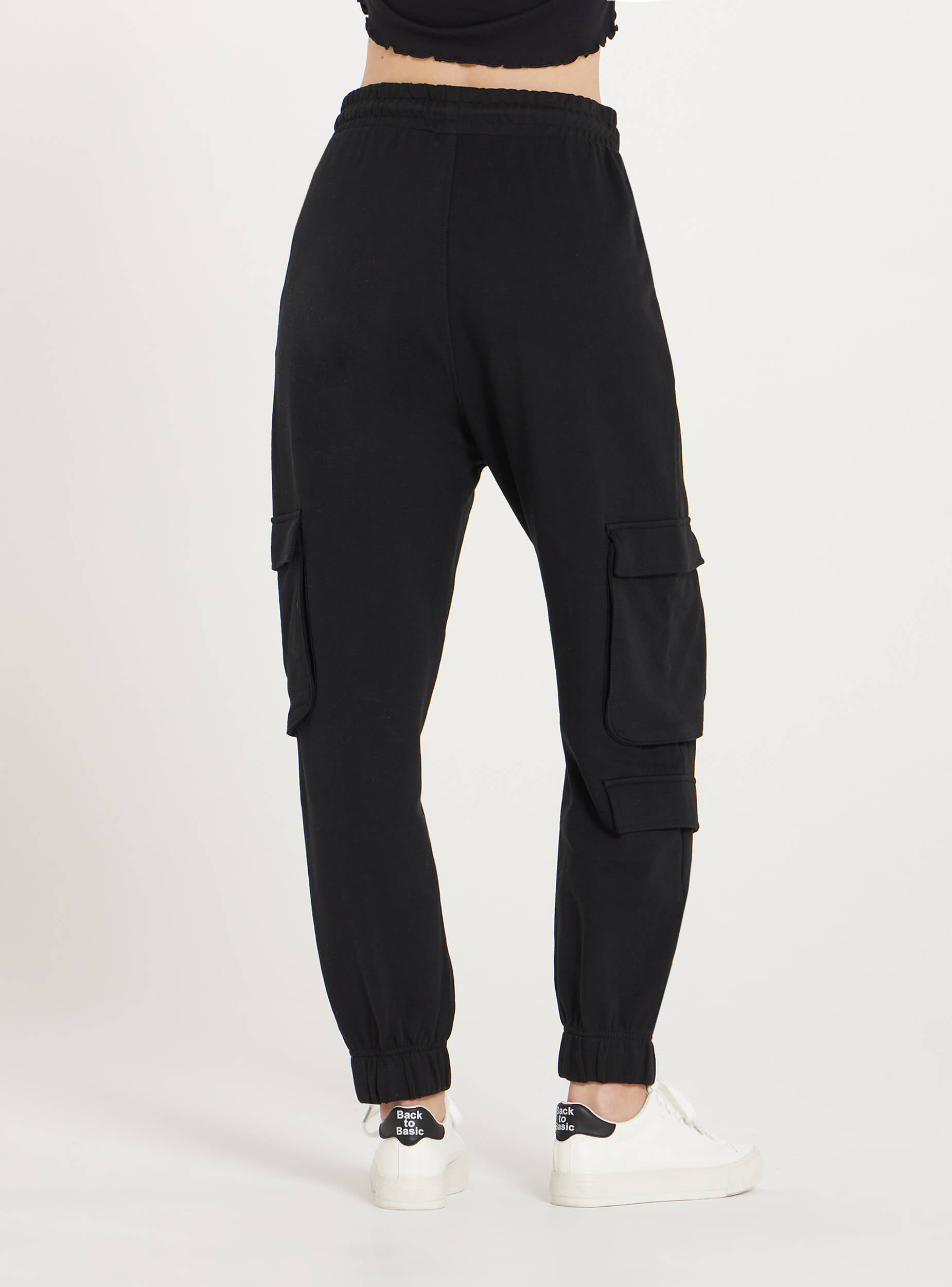 black cargo tracksuit bottoms