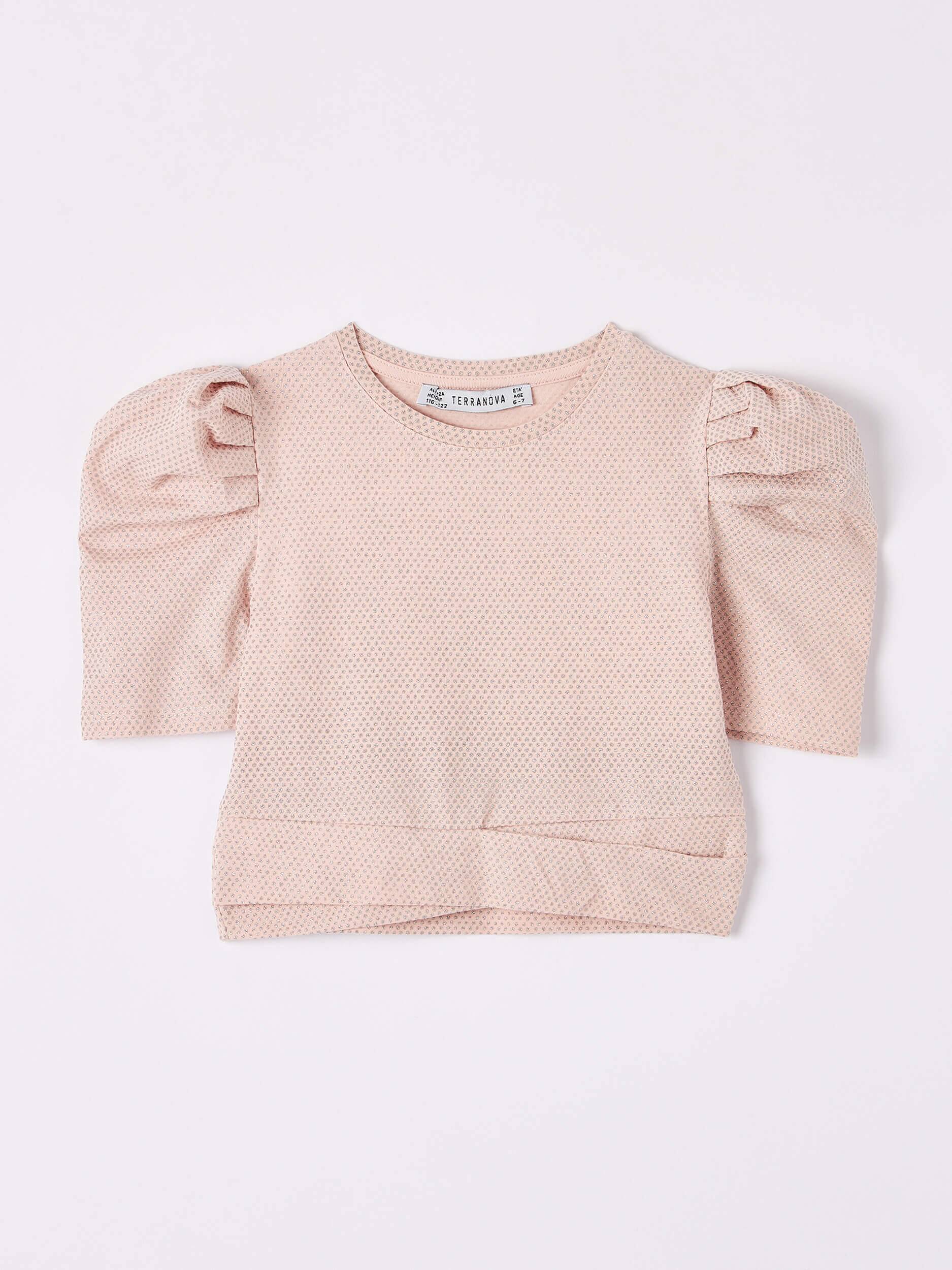 pink puff sleeve t shirt