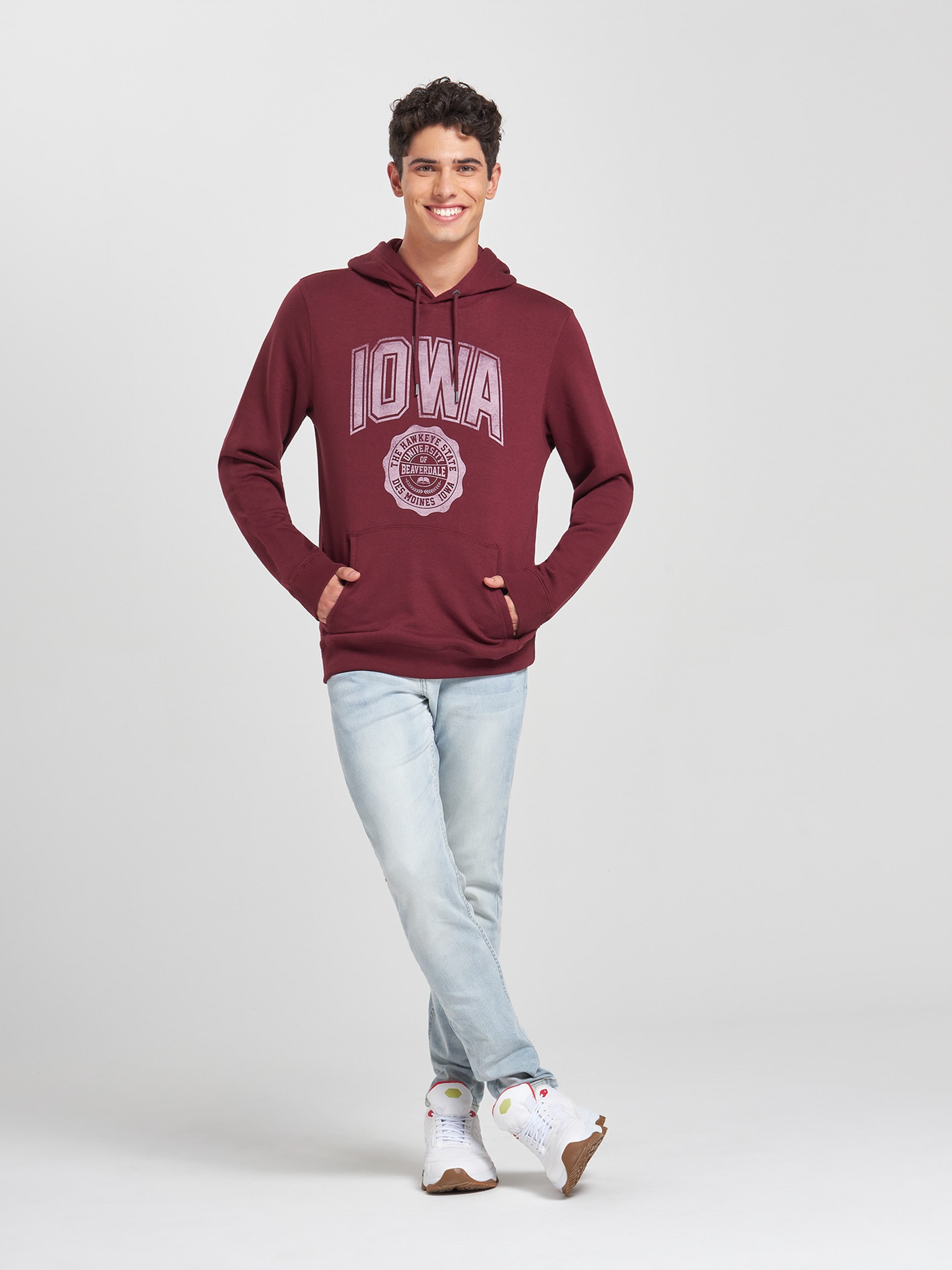 white college sweatshirt