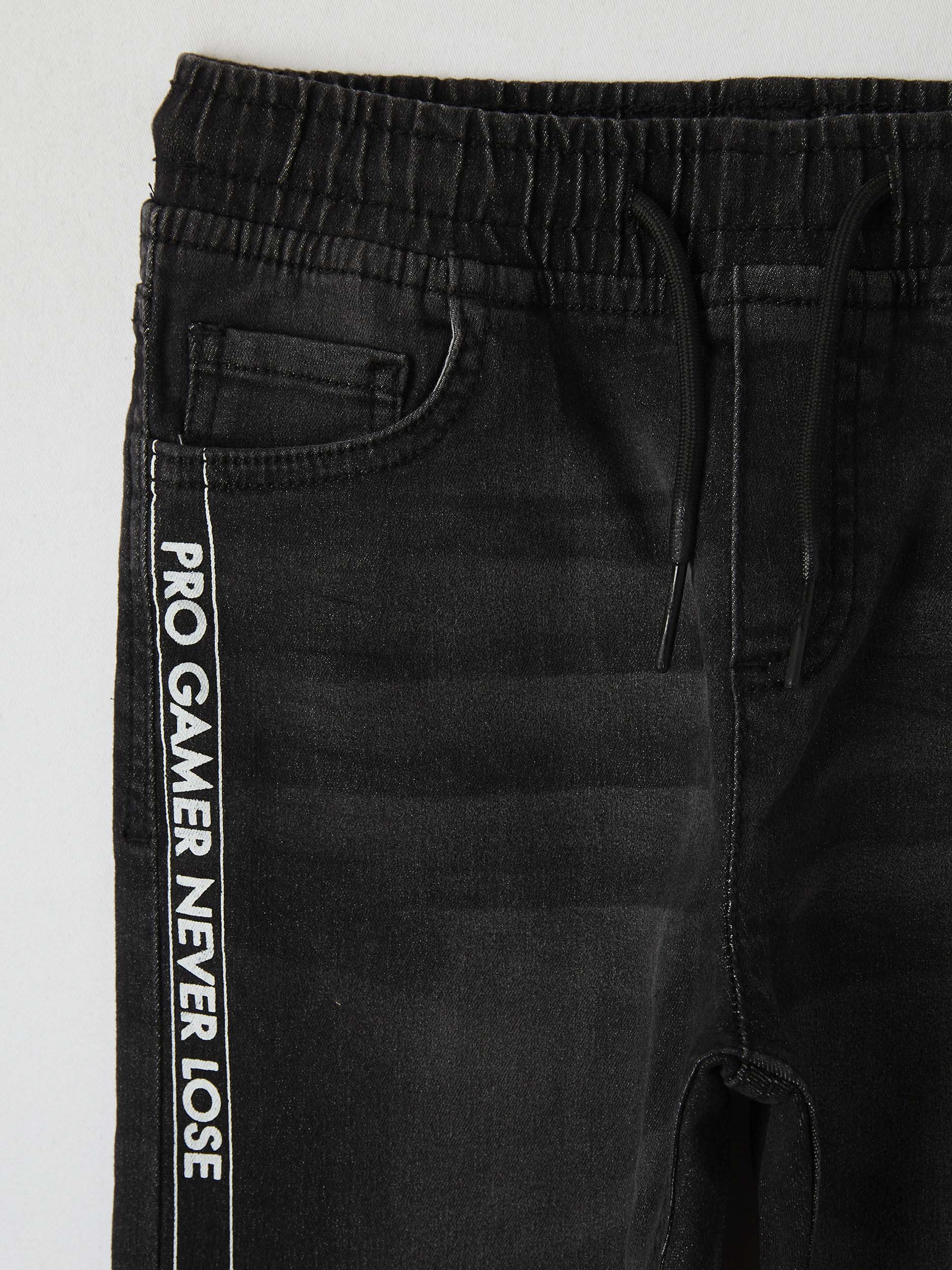 side stripe denim joggers
