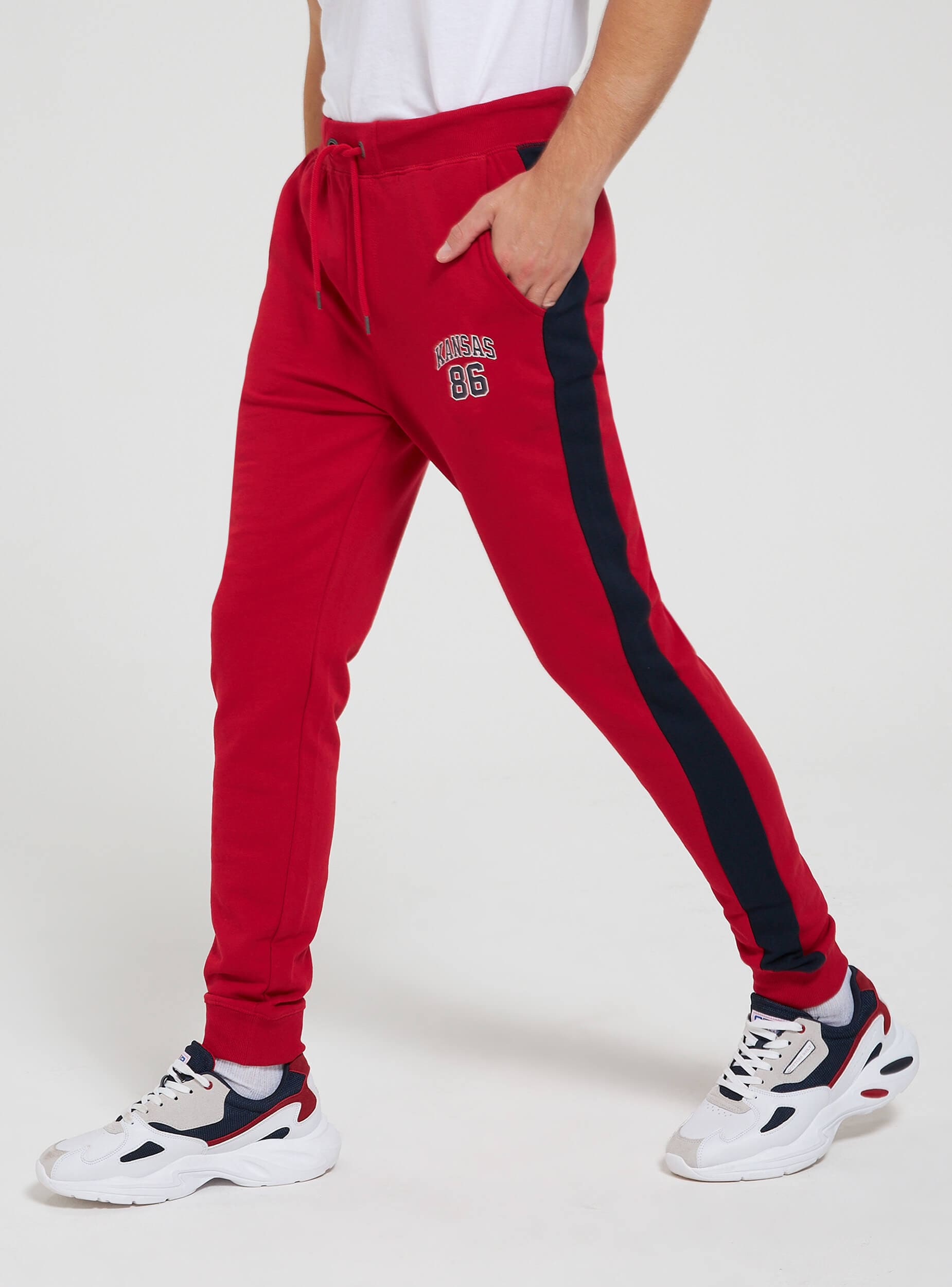 bright red joggers