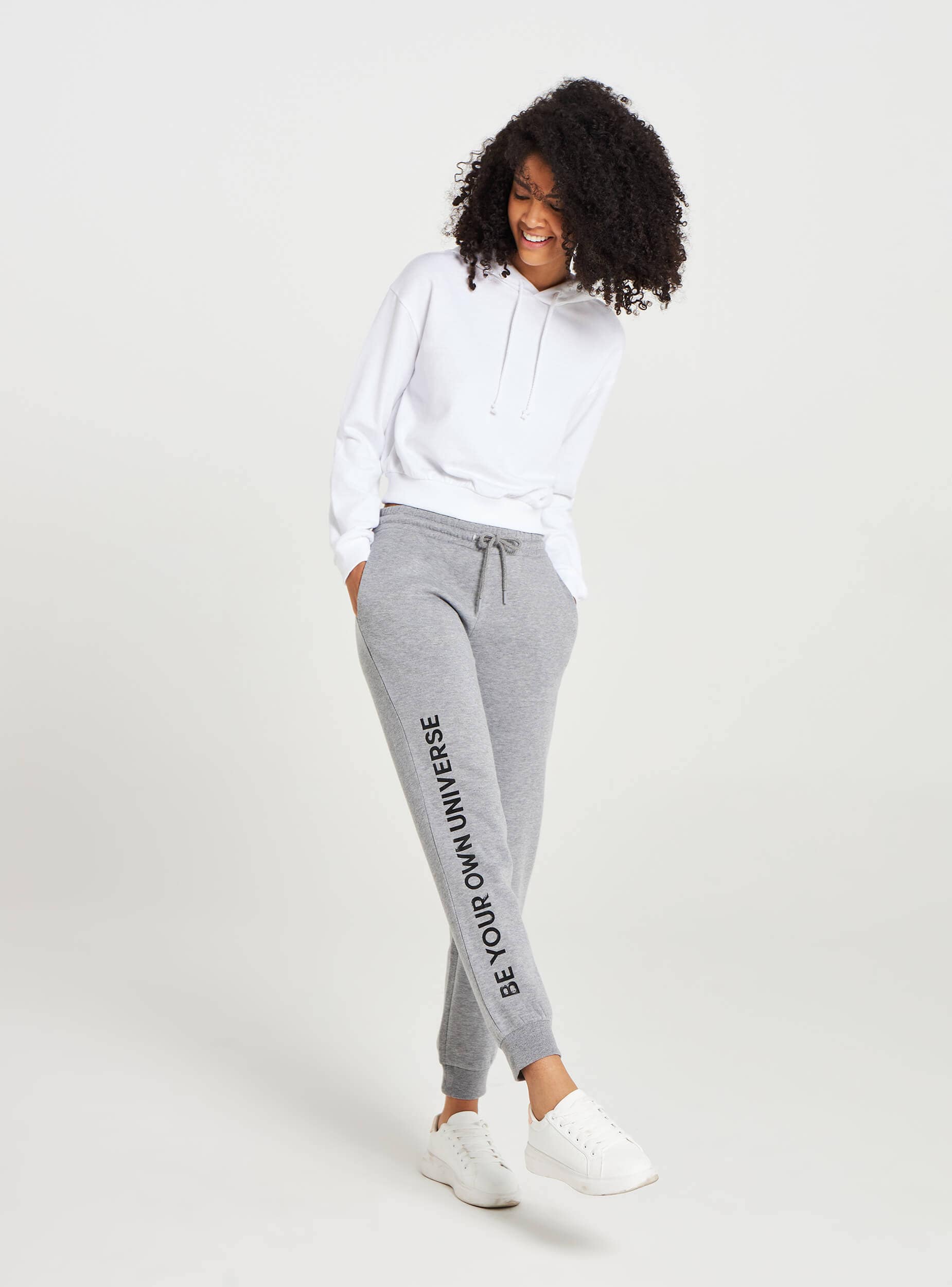 Pantalon De Jogging Avec Inscription Gris Moyen Mélange Achetez En Ligne Terranova