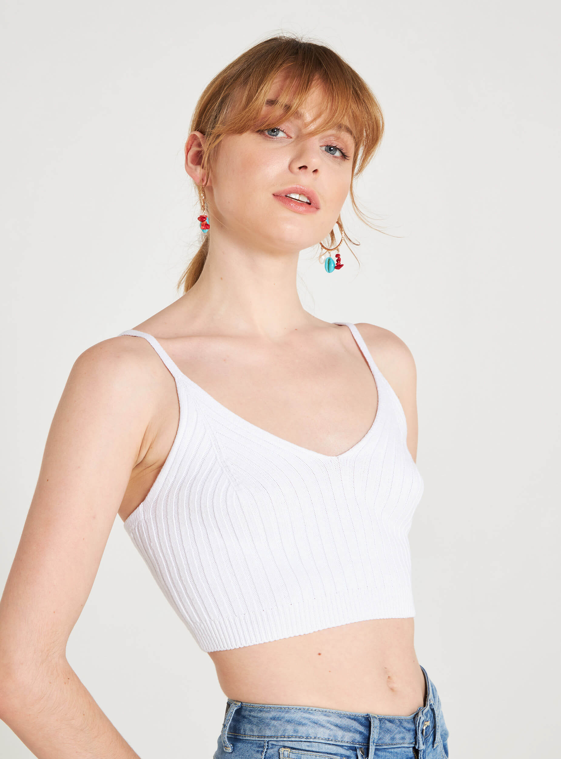 Haut Court En Laine Blanc Optique Achetez En Ligne Terranova