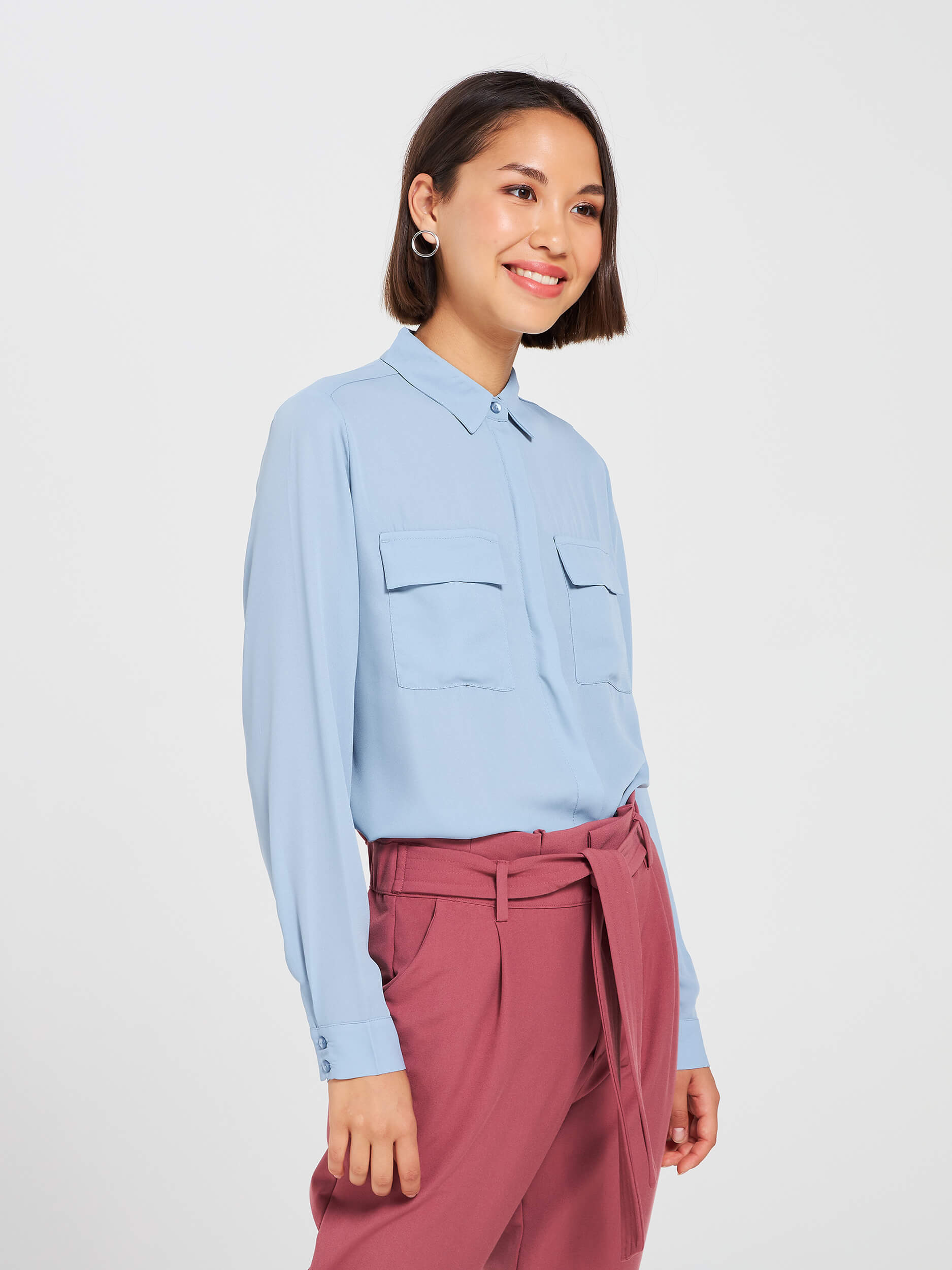 camicia celeste donna