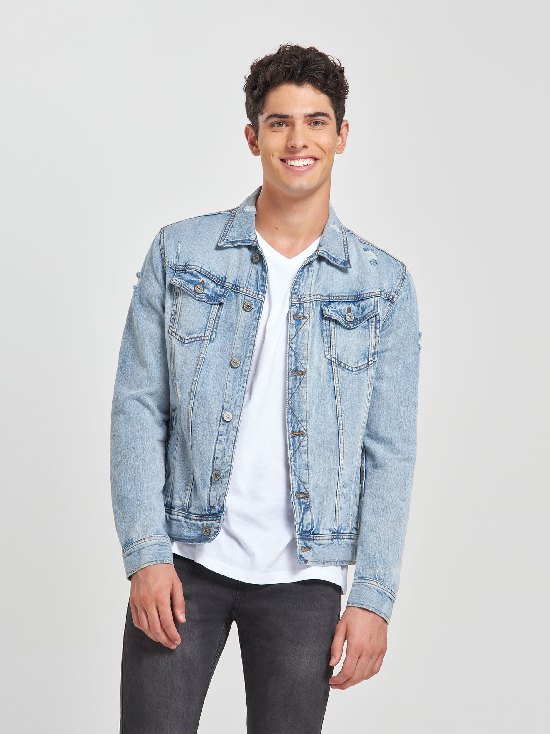 denim jacket and trousers