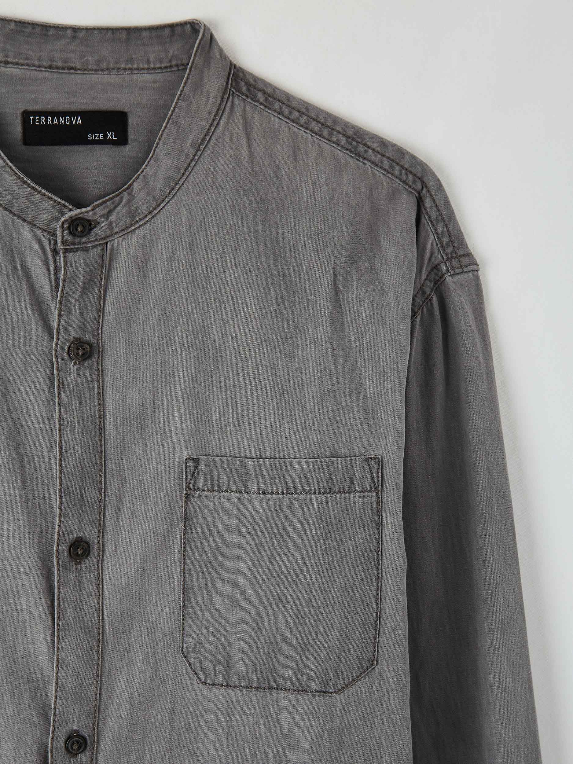 mandarin collar denim shirt