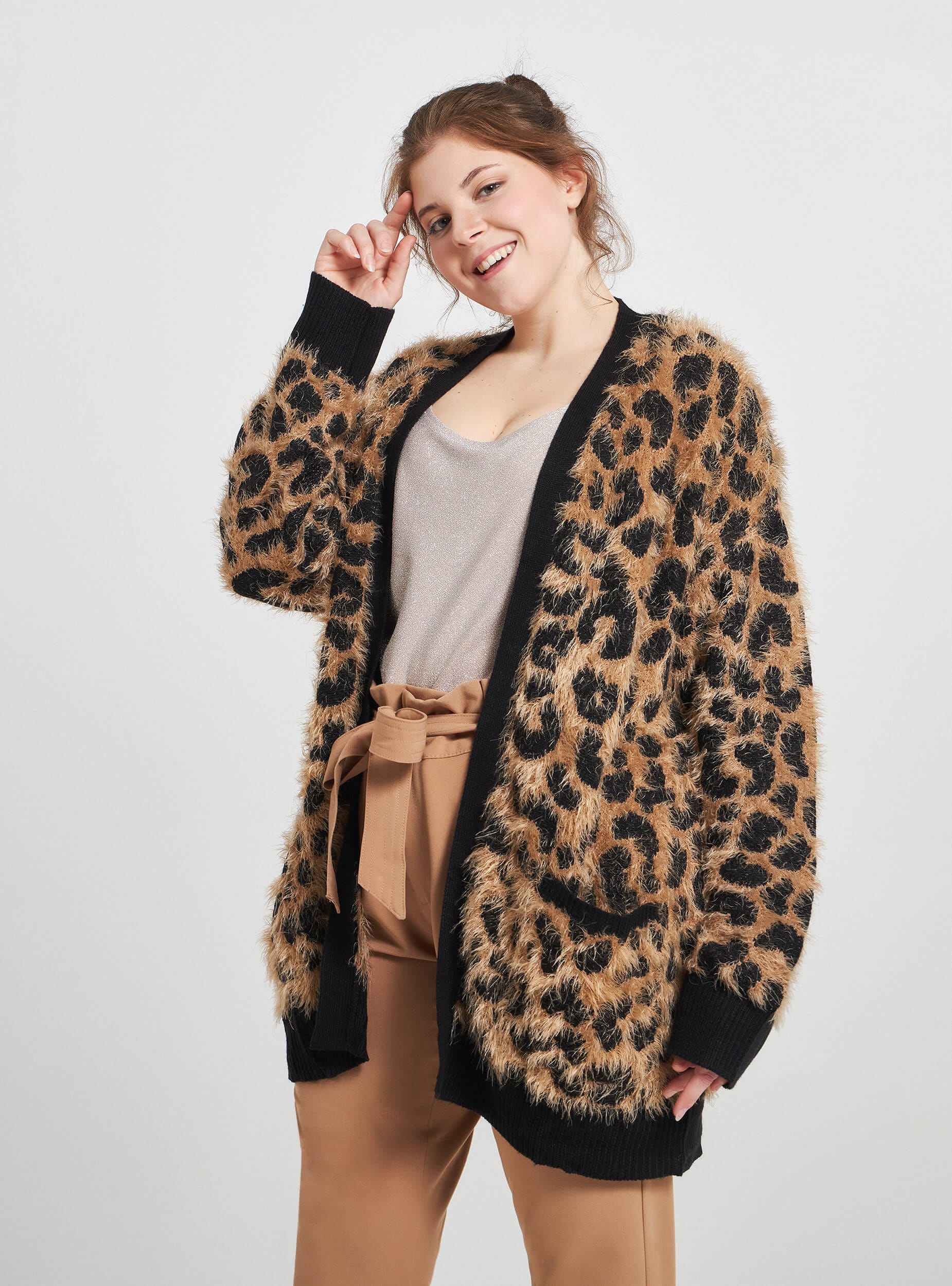 zebra print long cardigan