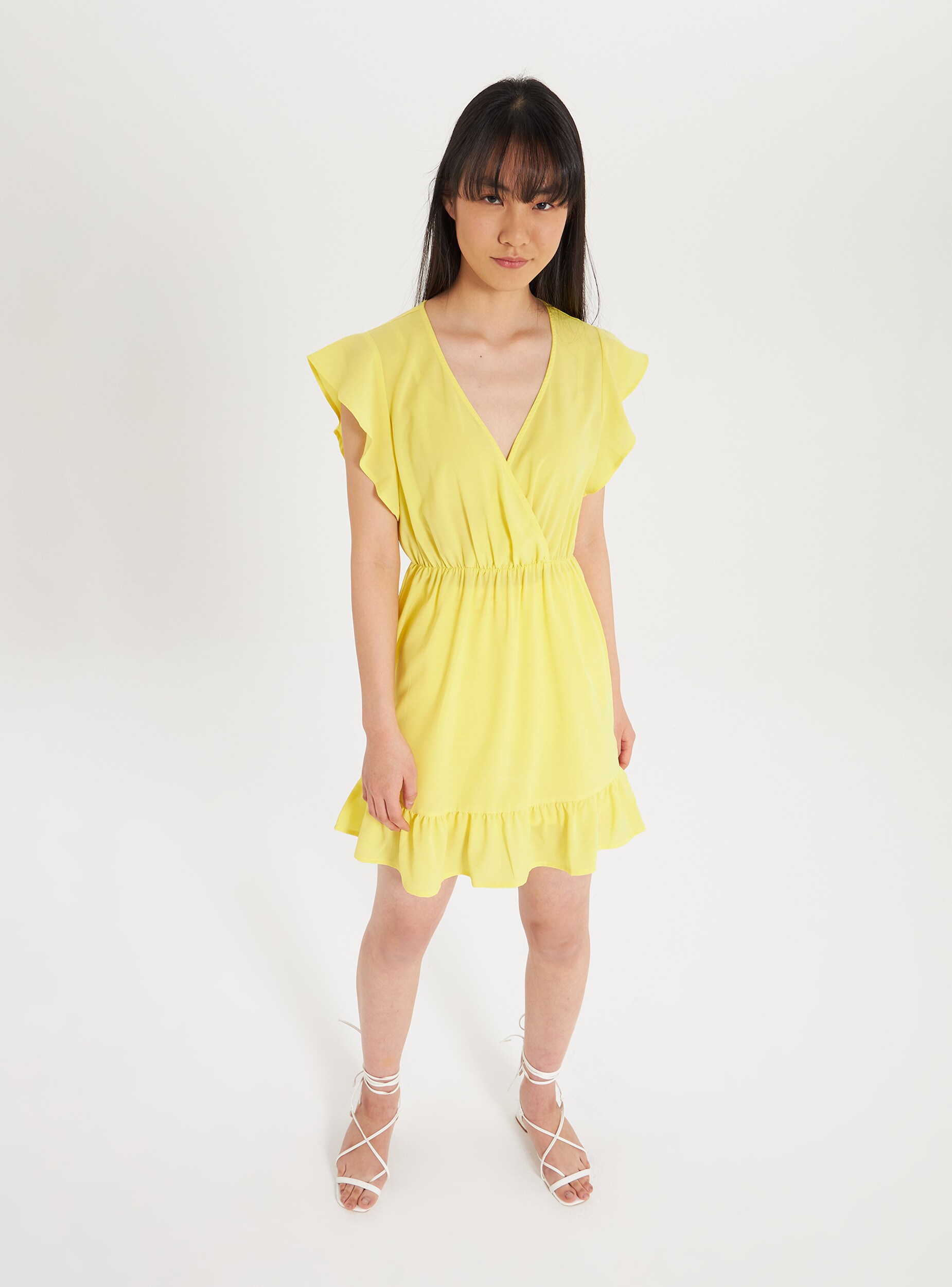 Abito Mini Con Maniche A Balza Giallo Limone Acquista Online Terranova