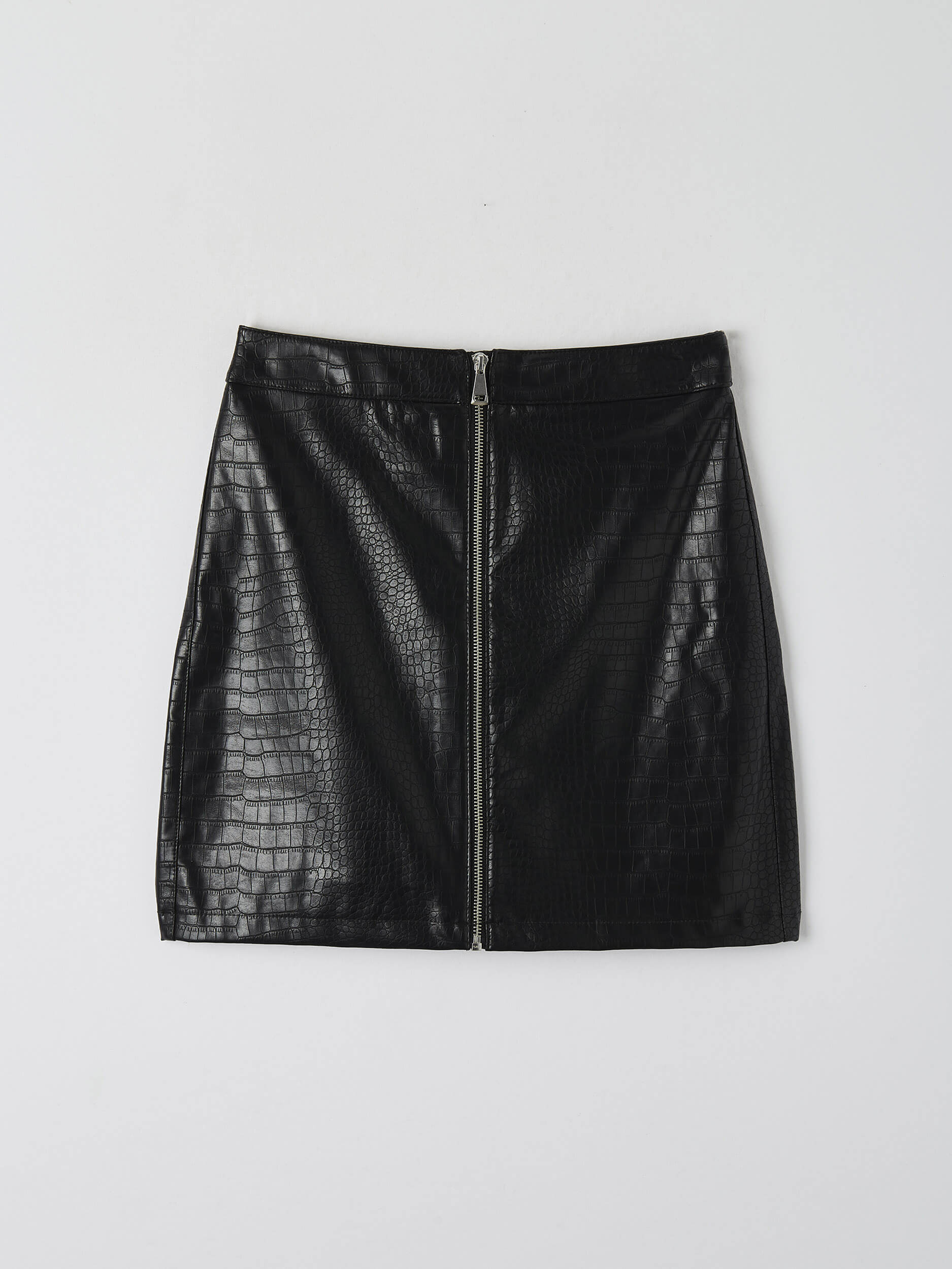 white leather skirt crocodile